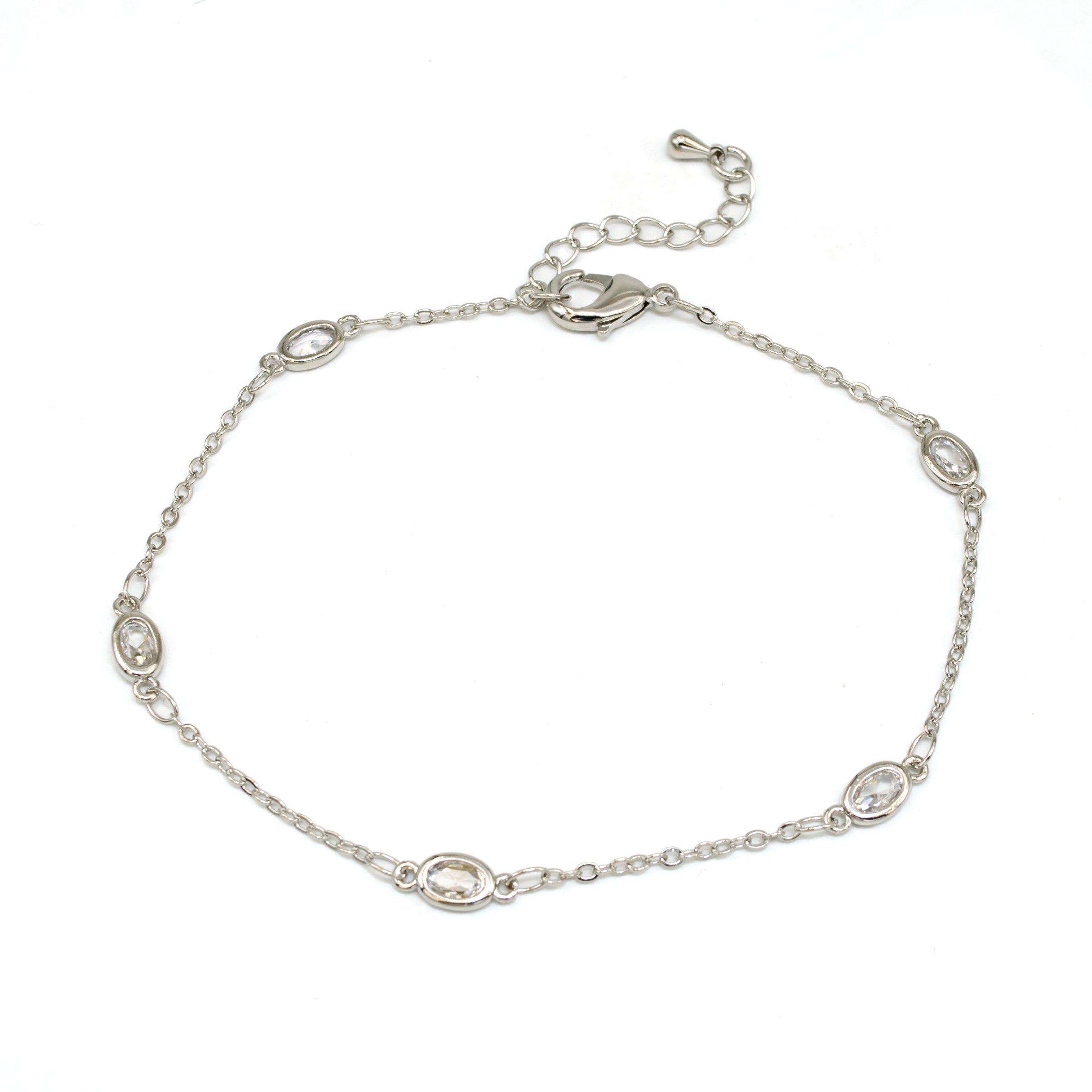 Minimalist Clear Oval CZ Charm Anklet ✦ AN-SJ0075