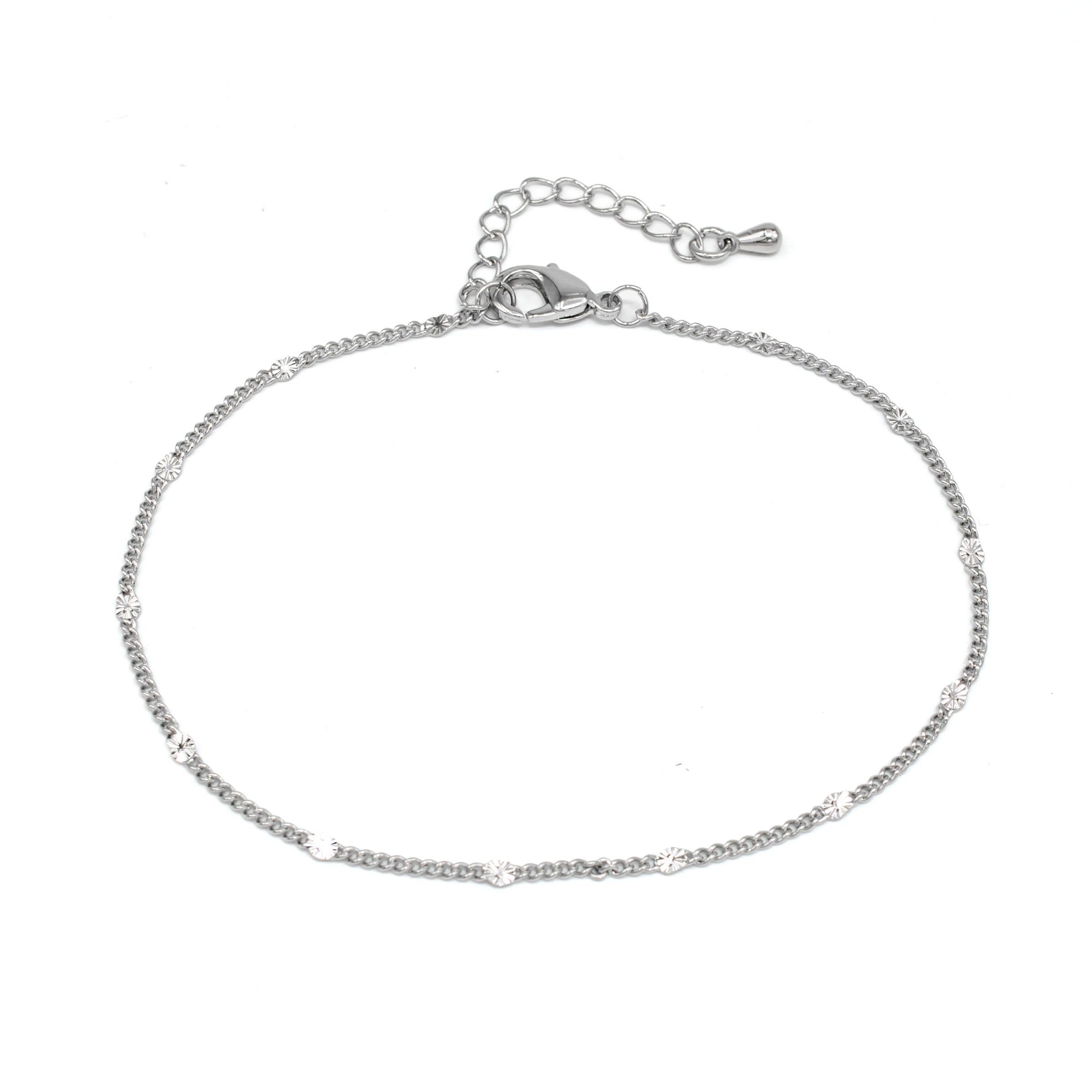 Classic Silver Sunburst Chain Anklet ✦ AN-SJ0077