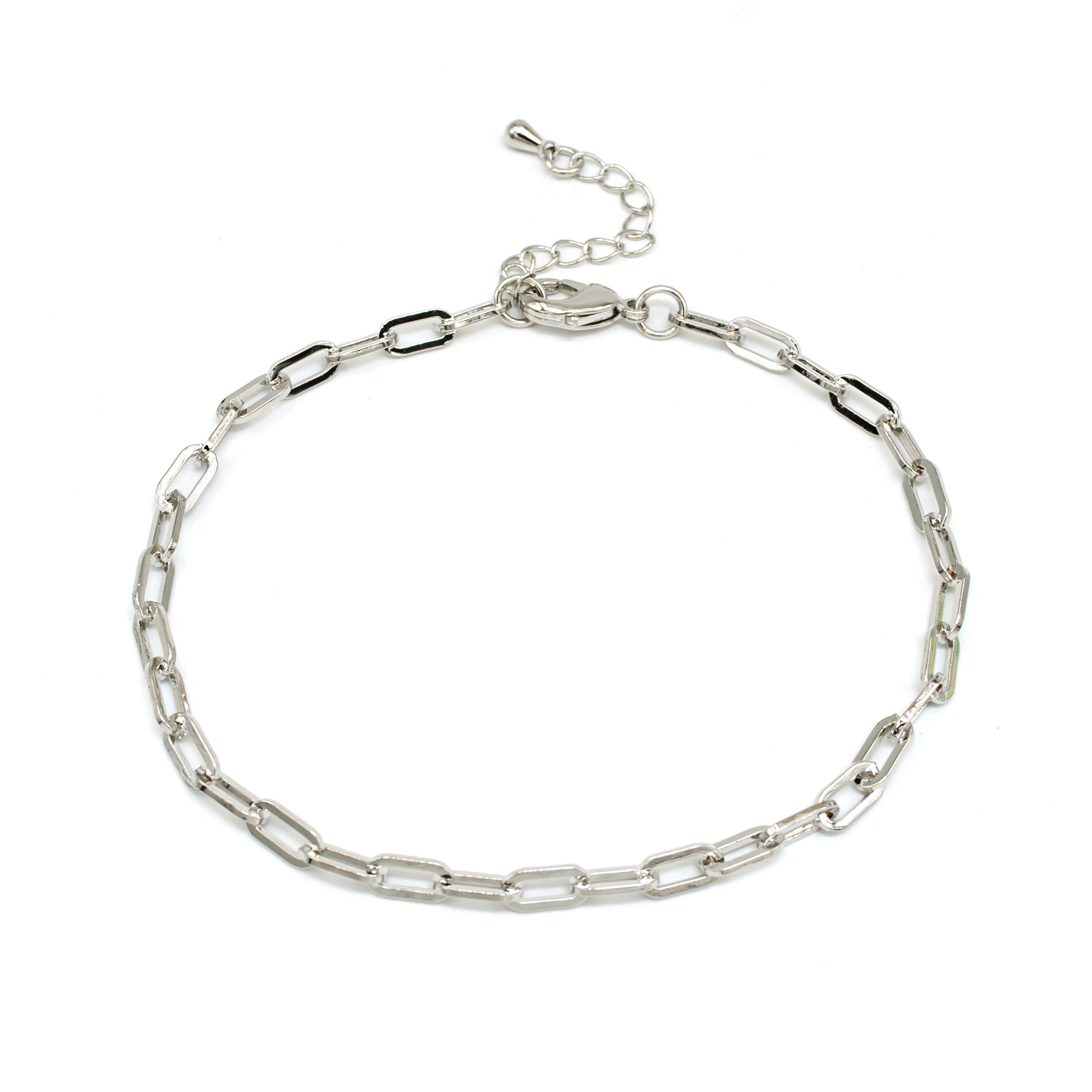 Chic Silver Paper Clip Chain Anklet ✦ AN-SJ0079