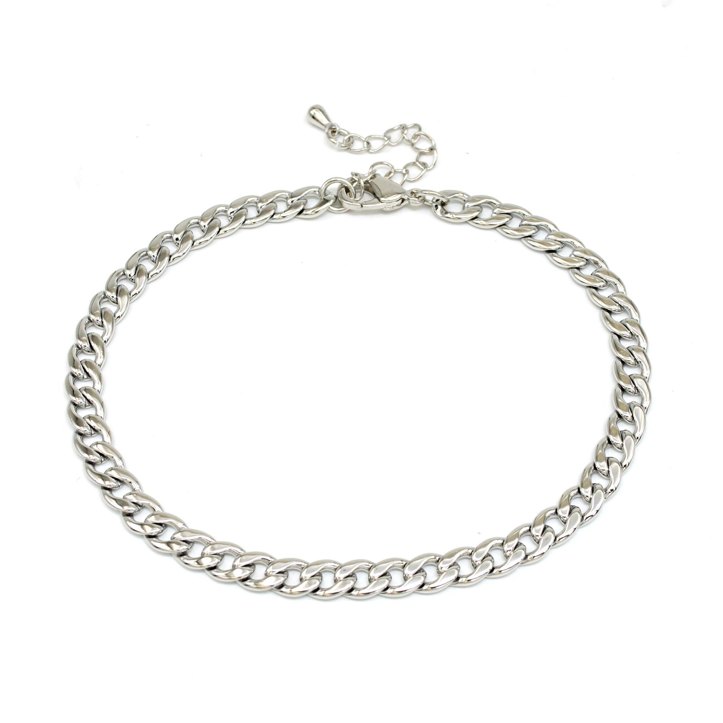 Bold Silver Curb Chain Anklet ✦ AN-SJ0081