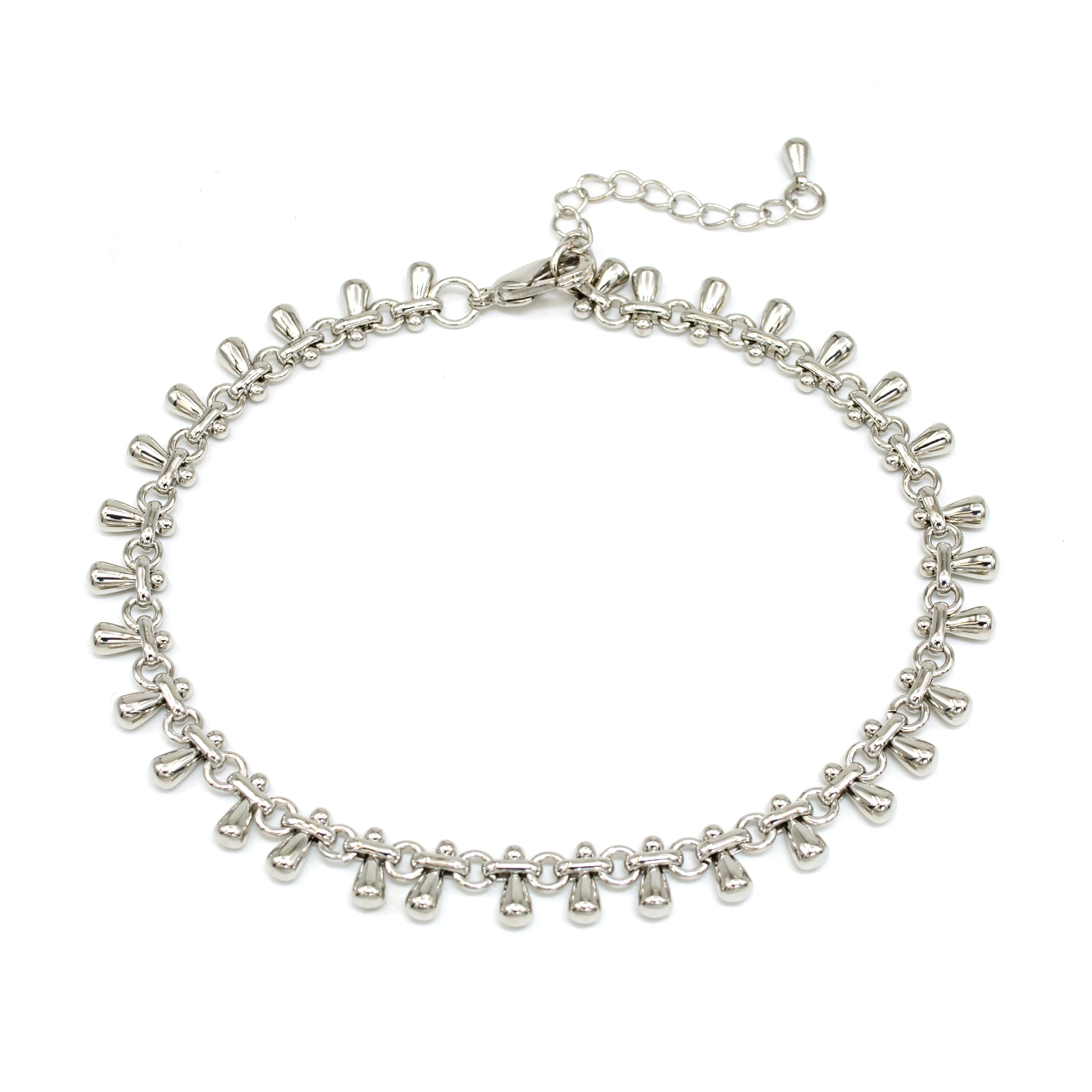 Dainty Silver Teardrop Charm Anklet ✦ AN-SJ0083