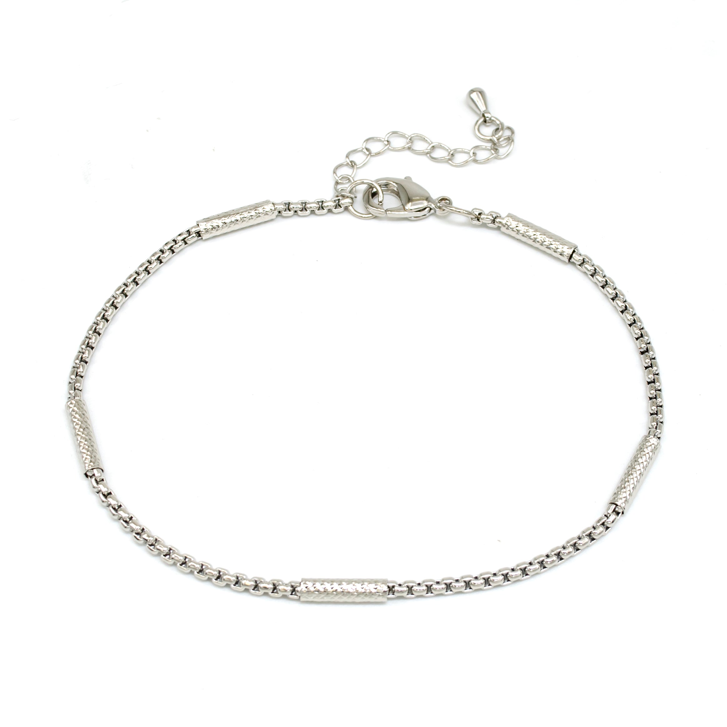 Classic Silver Tube Satellite Box Anklet AN-SJ0084