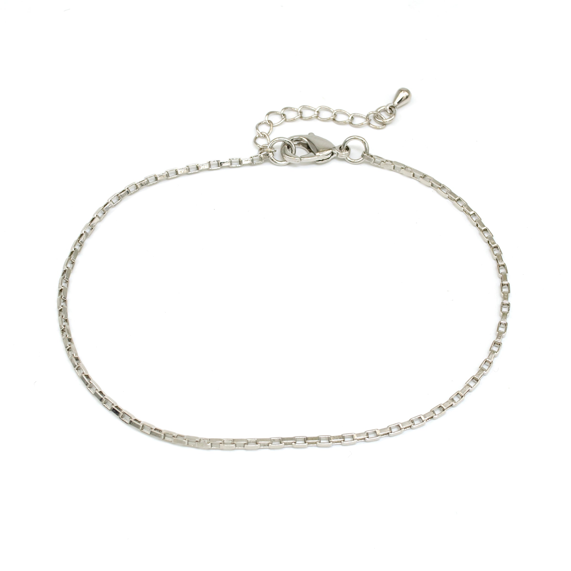 Dainty Silver box Chain Anklet ✦ AN-SJ0092