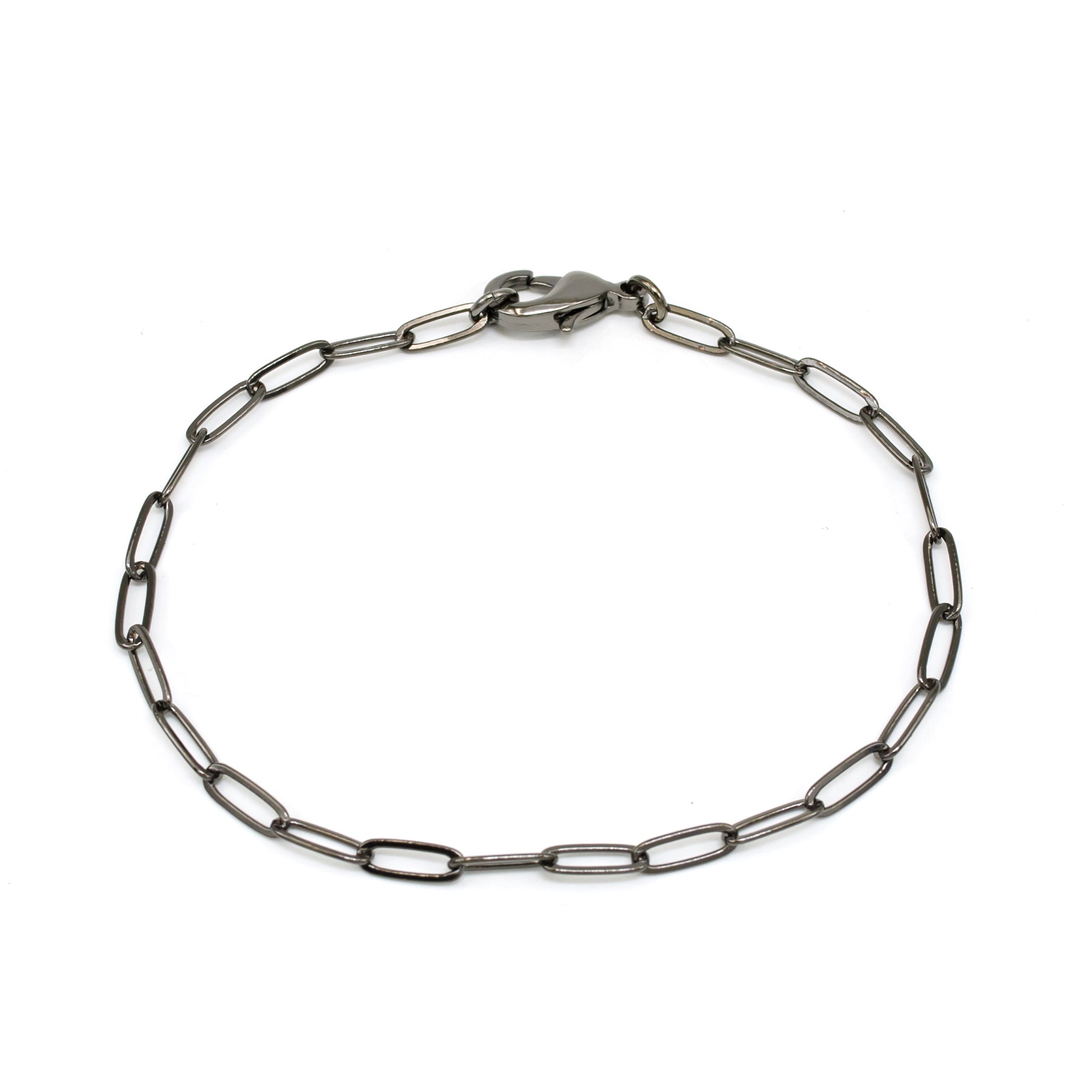Dainty Black Gun Metal Paper Clip Chain Anklet ✦ AN-SJ0093