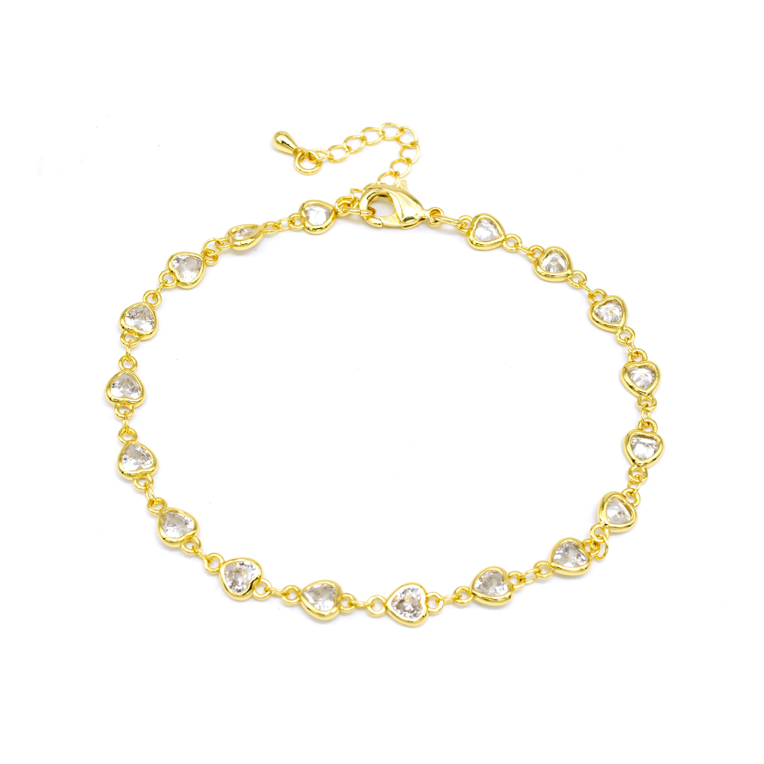 Dainty Gold Heart CZ anklet AN-SJ0100