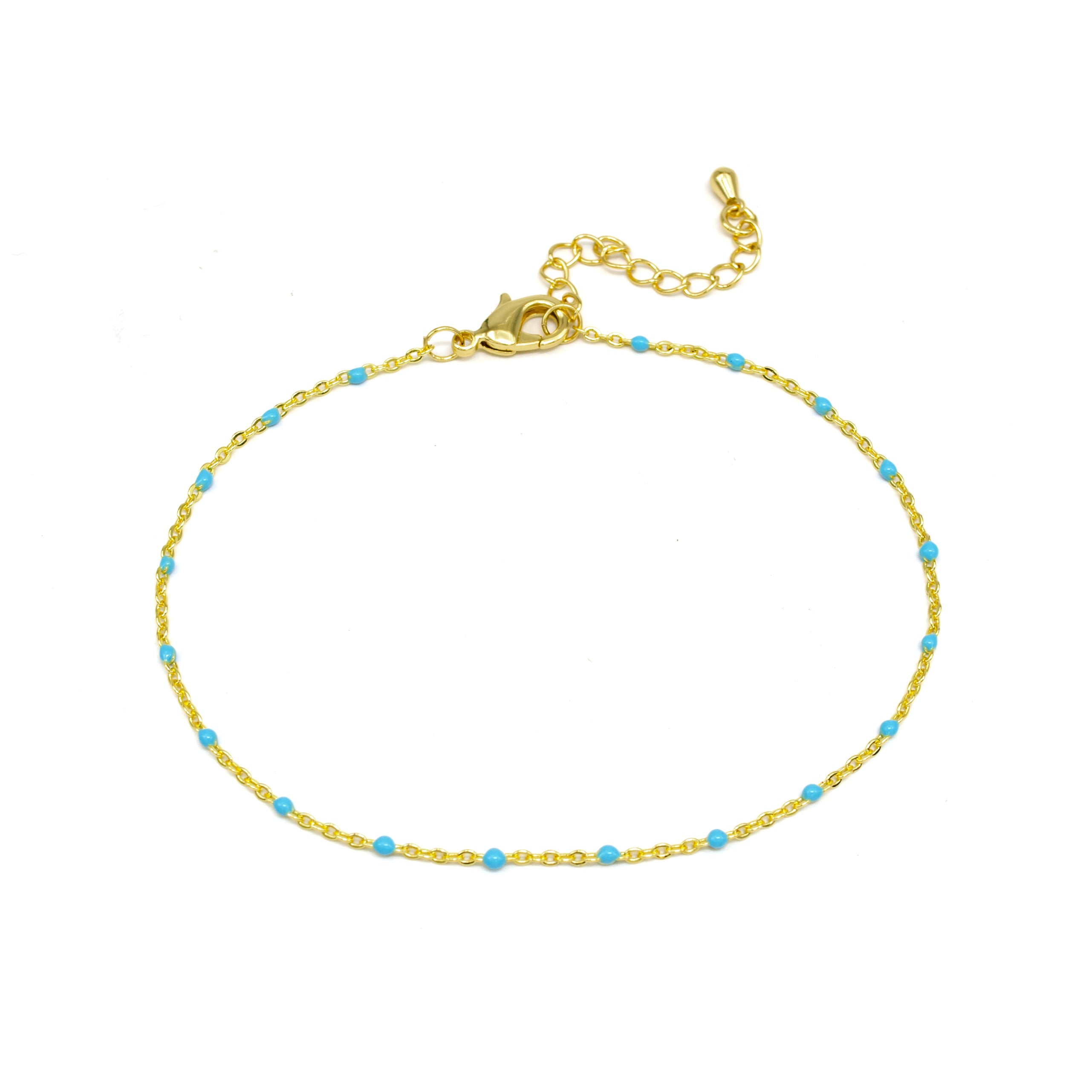 Dainty Blue Enamel Satellite anklet AN-SJ0103