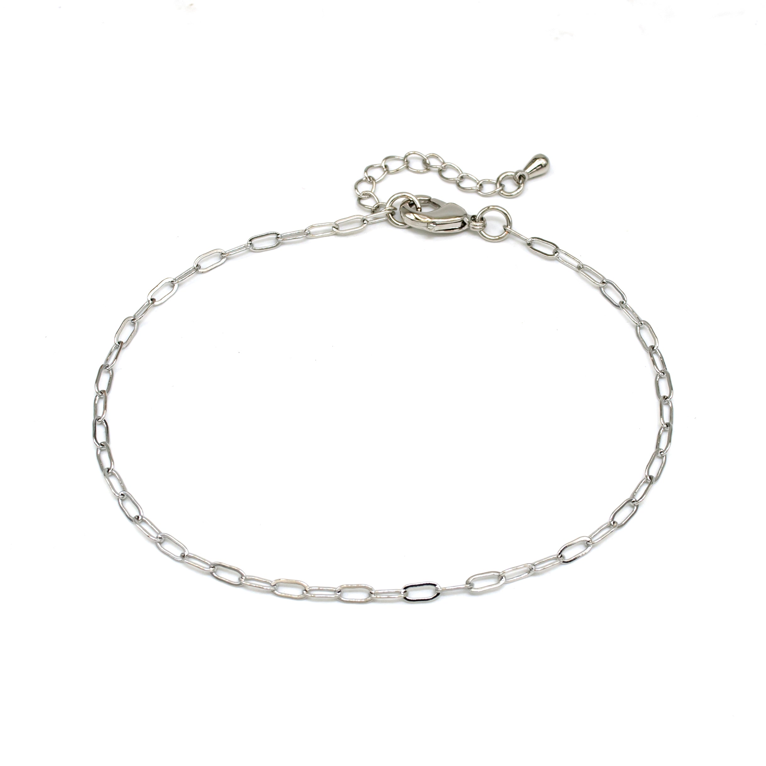 Minimalist Silver Paperclip Anklet AN-SJ0119