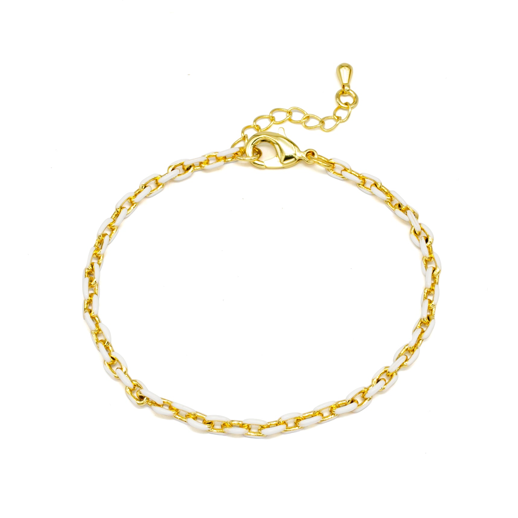 White Enamel Gold Chain Bracelet ✦ BR-SJ0145