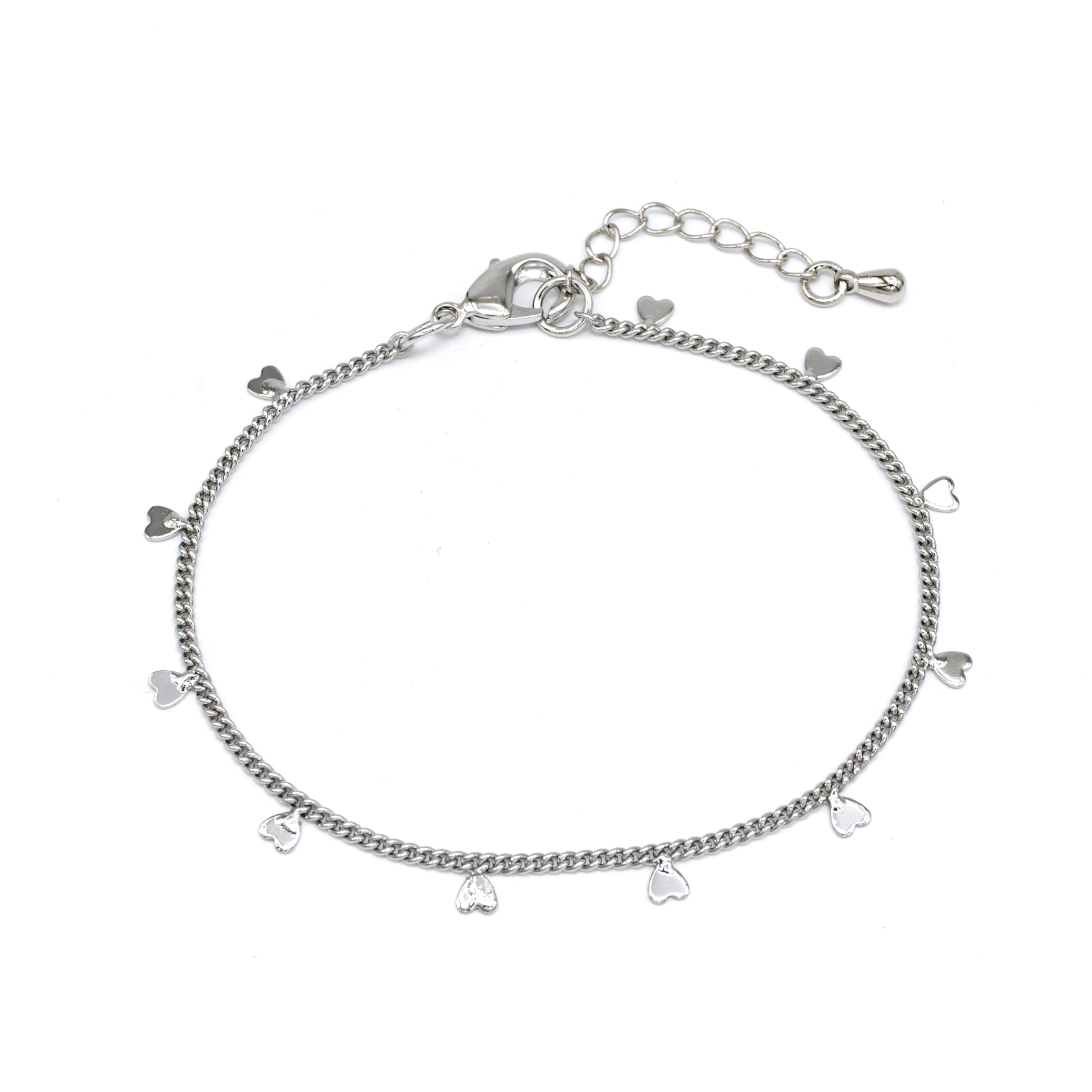 Classic Silver Heart Sequin Charm Bracelet ✦ BR-SJ0147