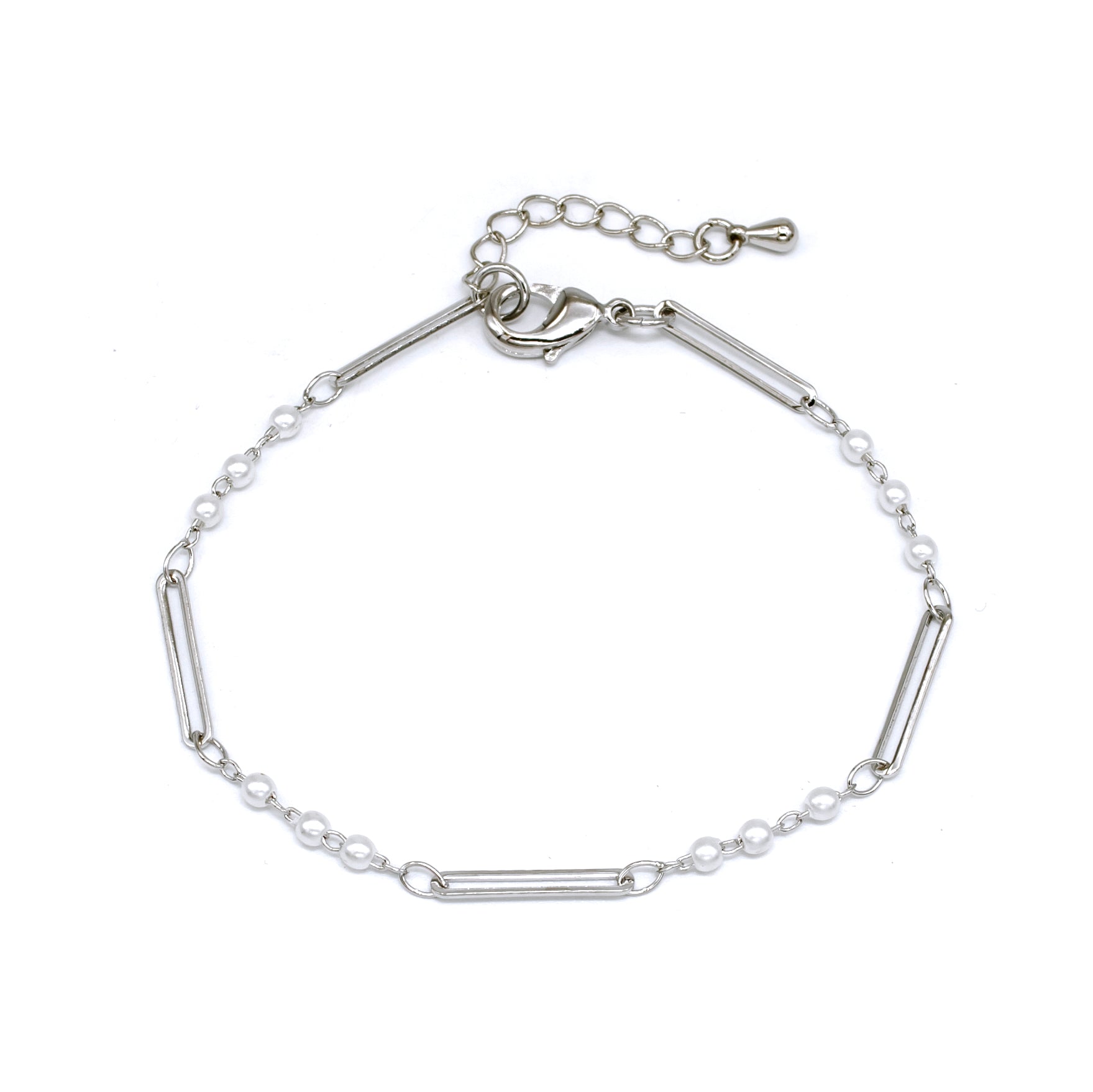 Dainty Silver Pearl Chain Bracelet ✦ BR-SJ0154