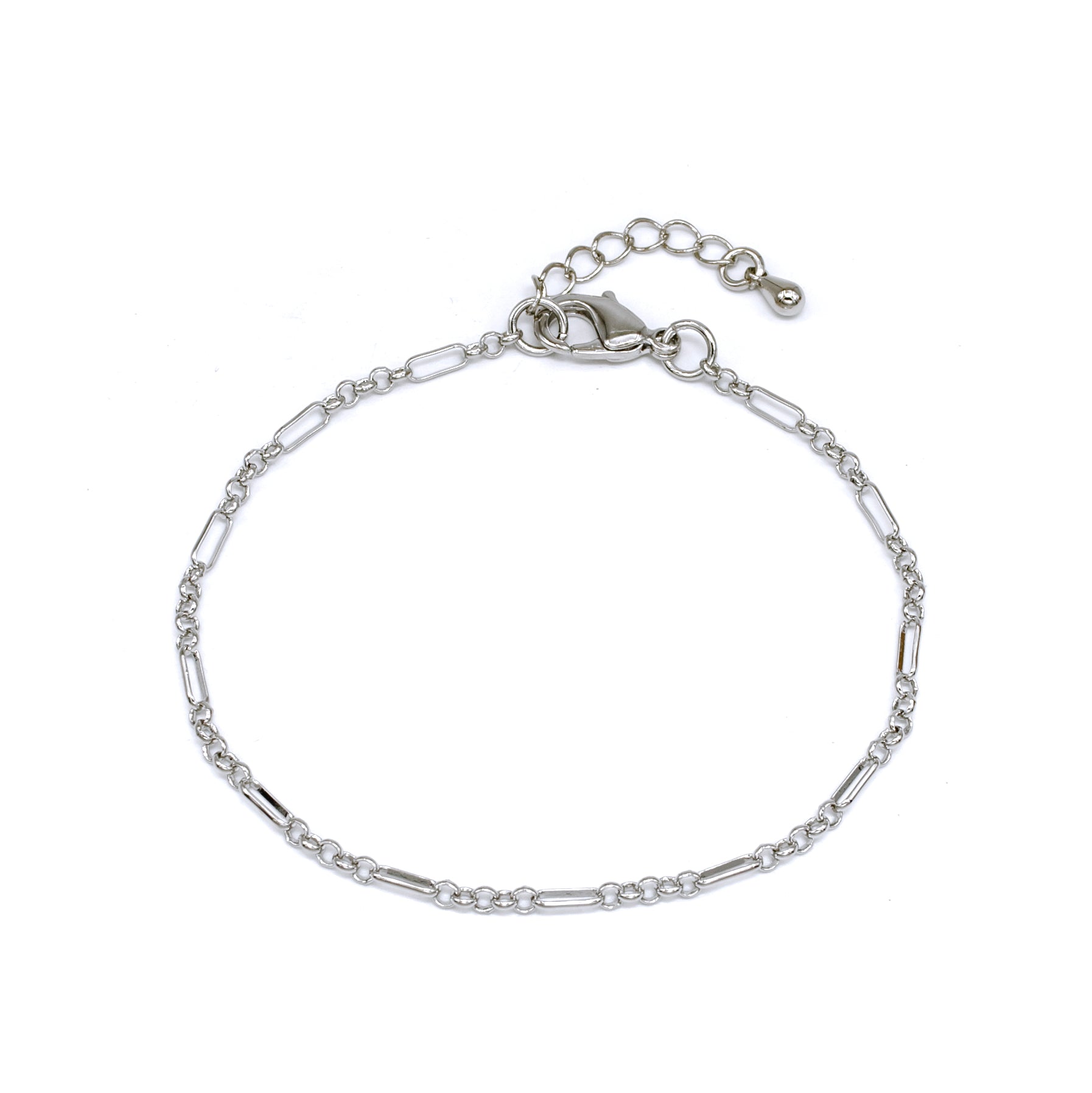Dainty Silver Figaro Chain Bracelet ✦ BR-SJ0155