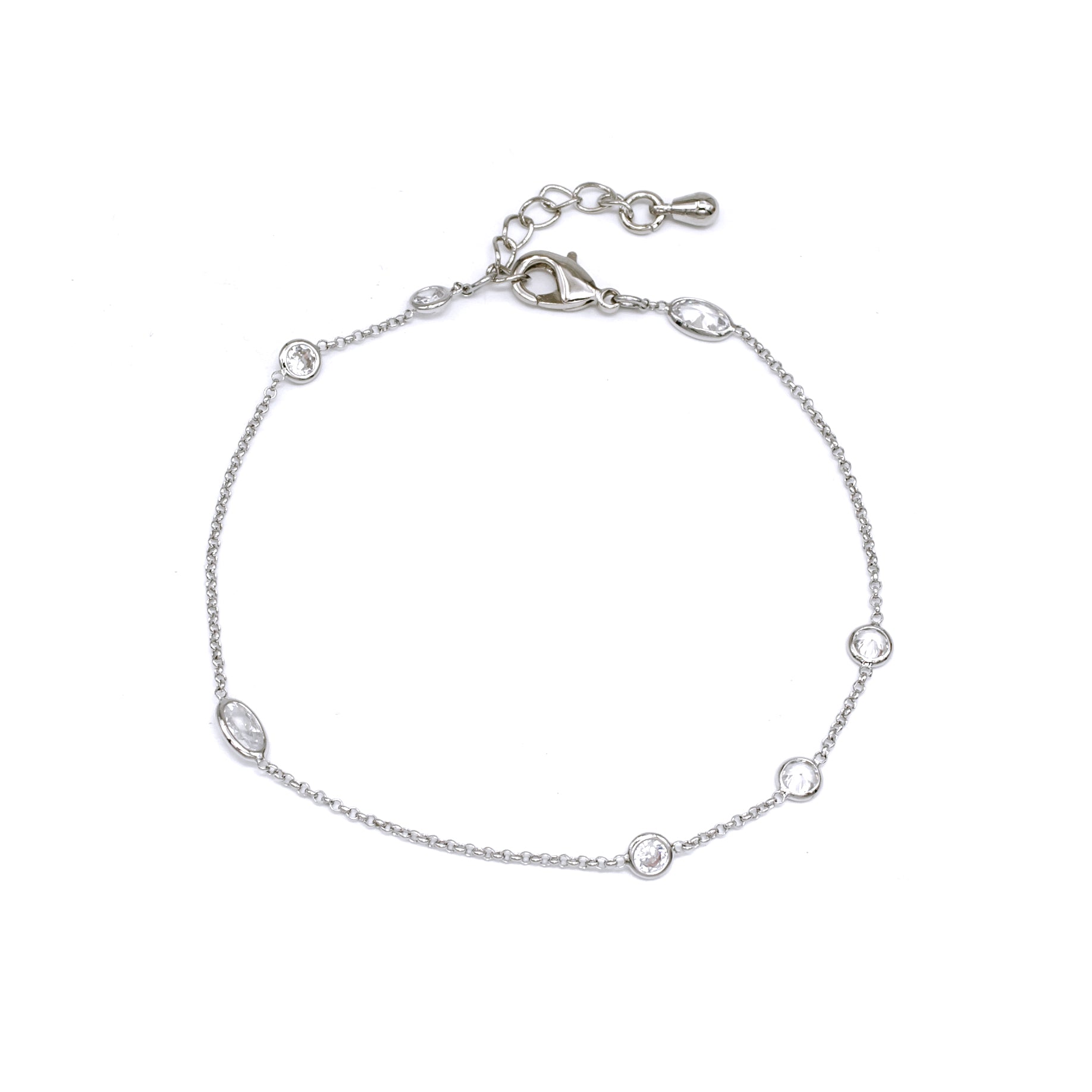 Dainty Silver Clear CZ Chain Bracelet ✦ BR-SJ0162