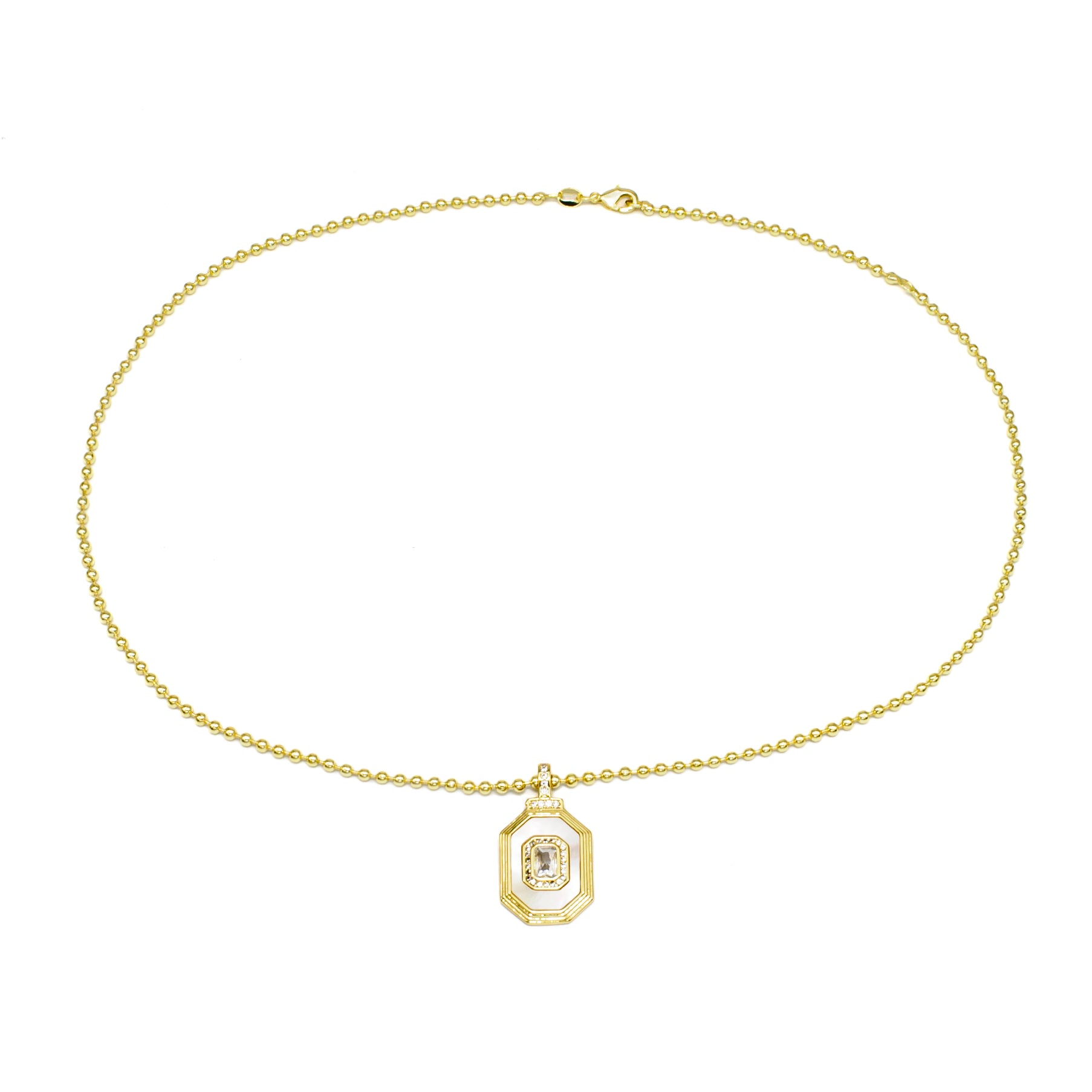 Dainty Gold Beaded Chain Necklace with Medallion Pendant ✦ NC-SJ0279