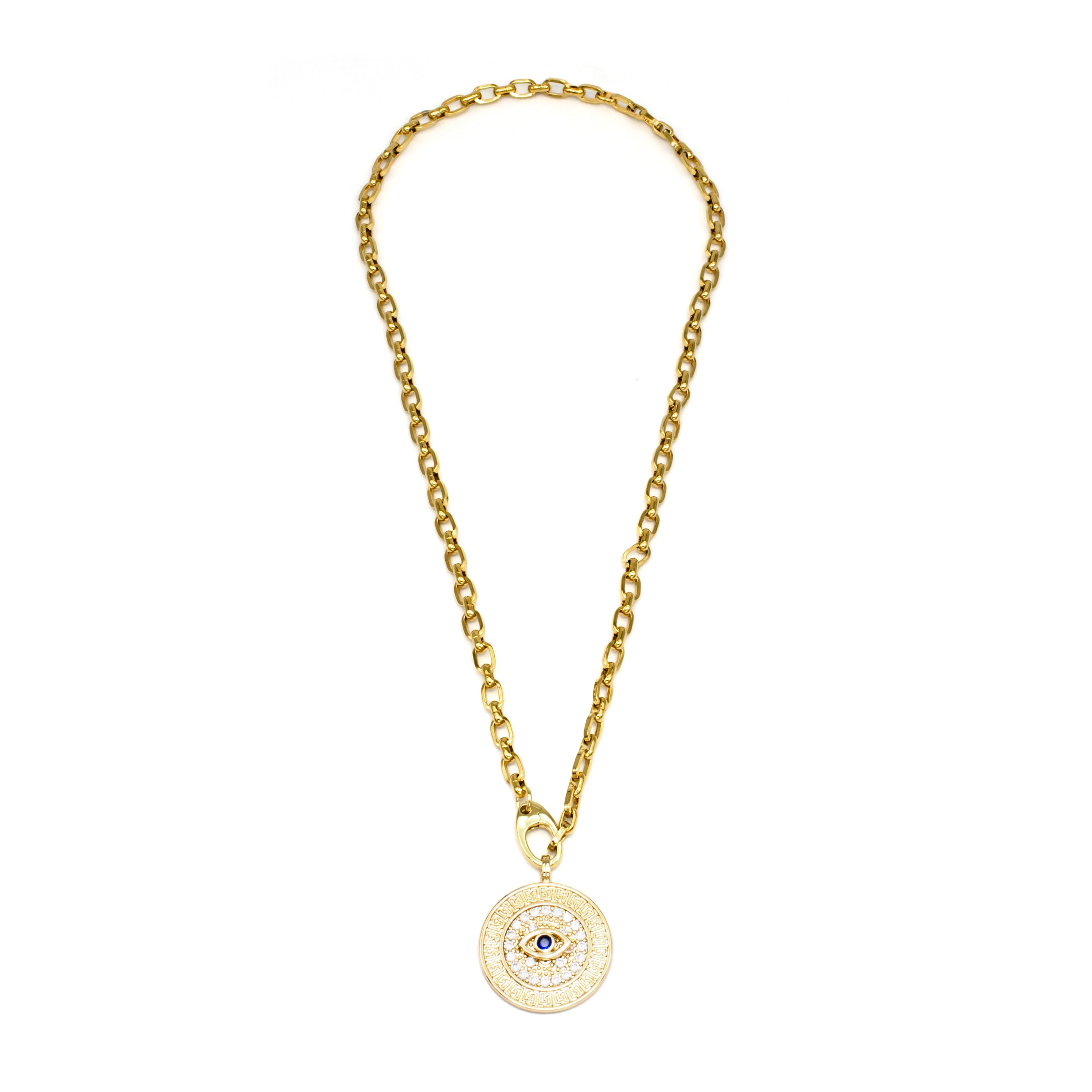 Dainty Gold Evil Eye Medallion Necklace ✦ NC-SJ0290