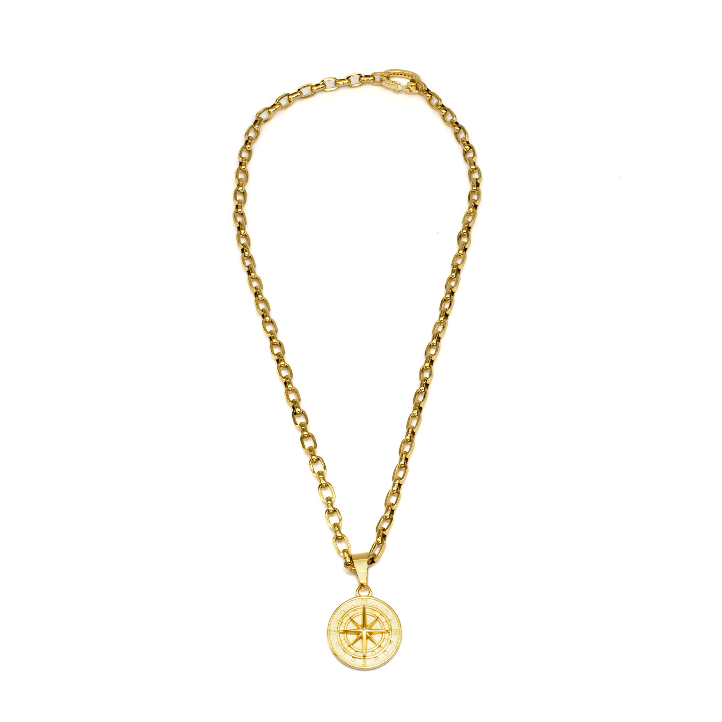 Statement Gold Compass Medallion Necklace ✦ NC-SJ0298