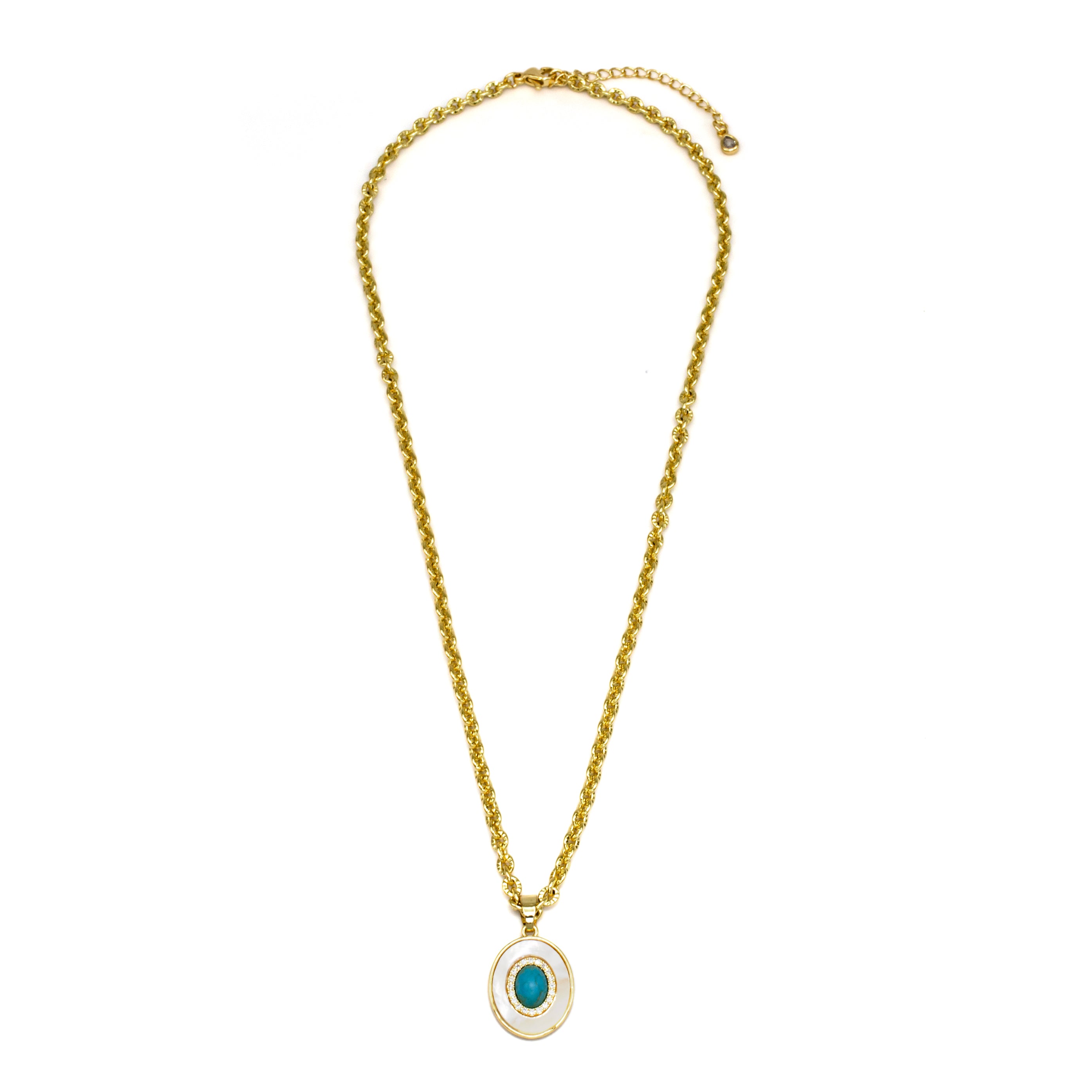 Dainty Gold Oval Medallion Necklace NC-SJ0303