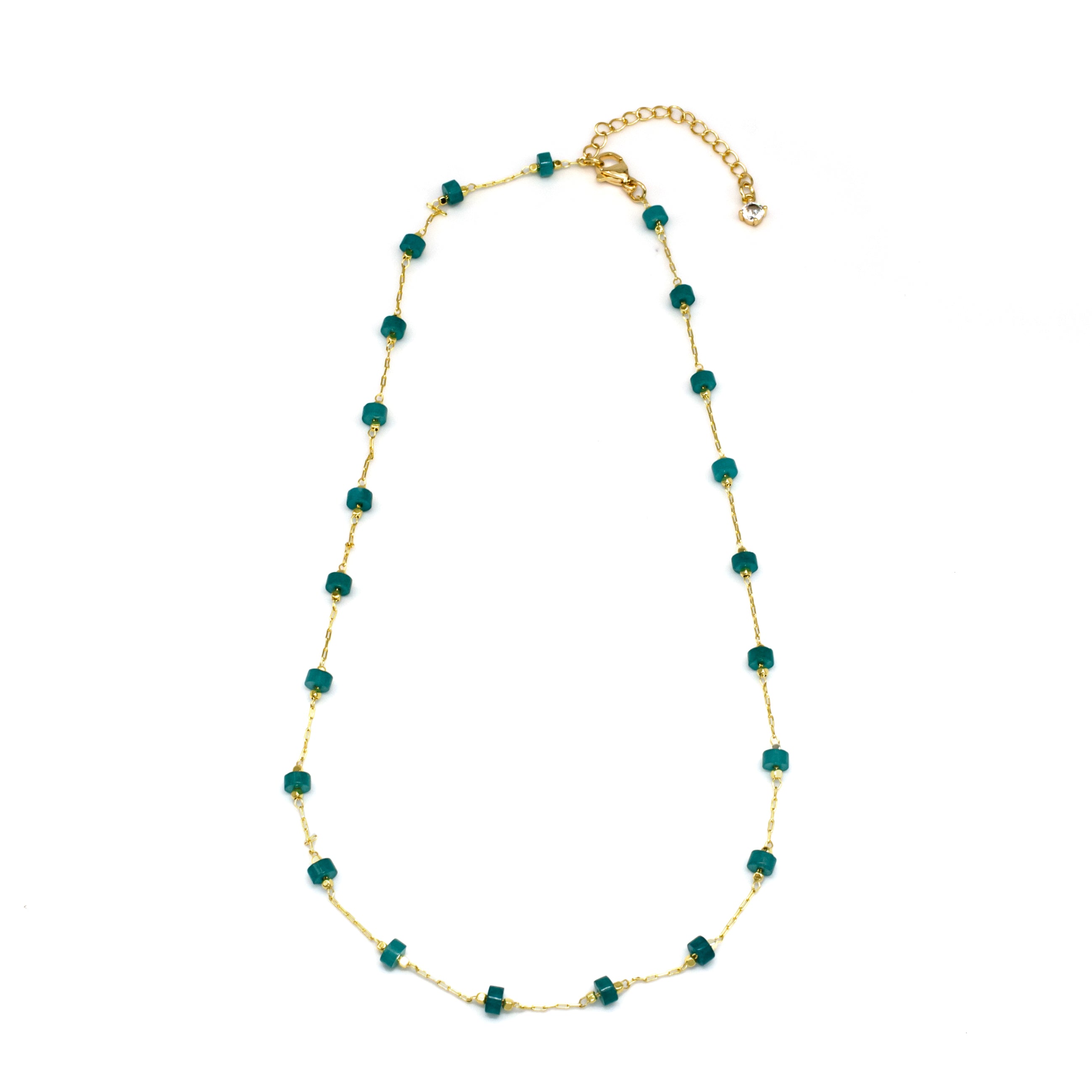 Dainty Green Rosary Beaded Necklace NC-SJ0309