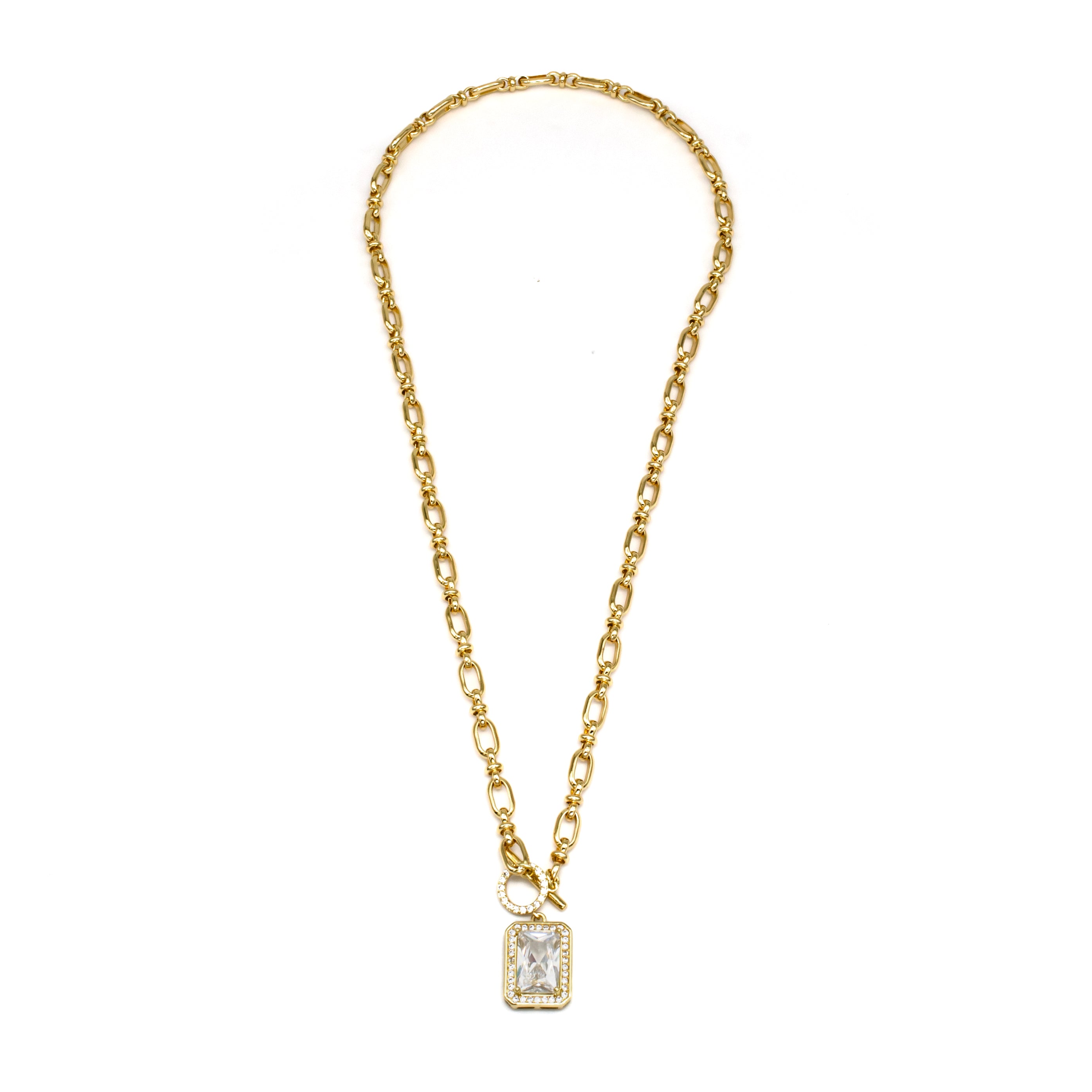 Classic Cubic Gold OT Clasp Necklace NC-SJ0314