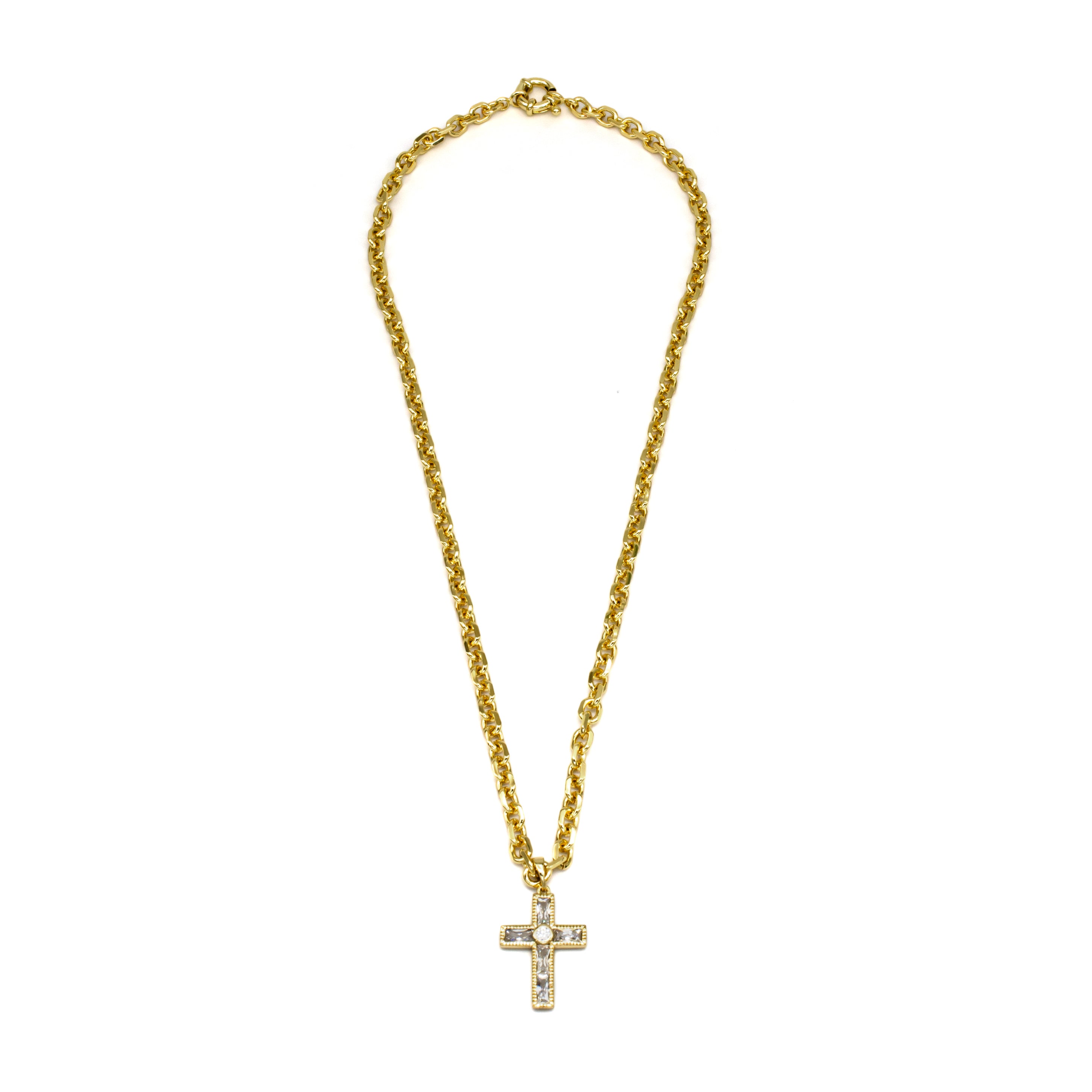 Statement Gold Cross Necklace NC-SJ0321