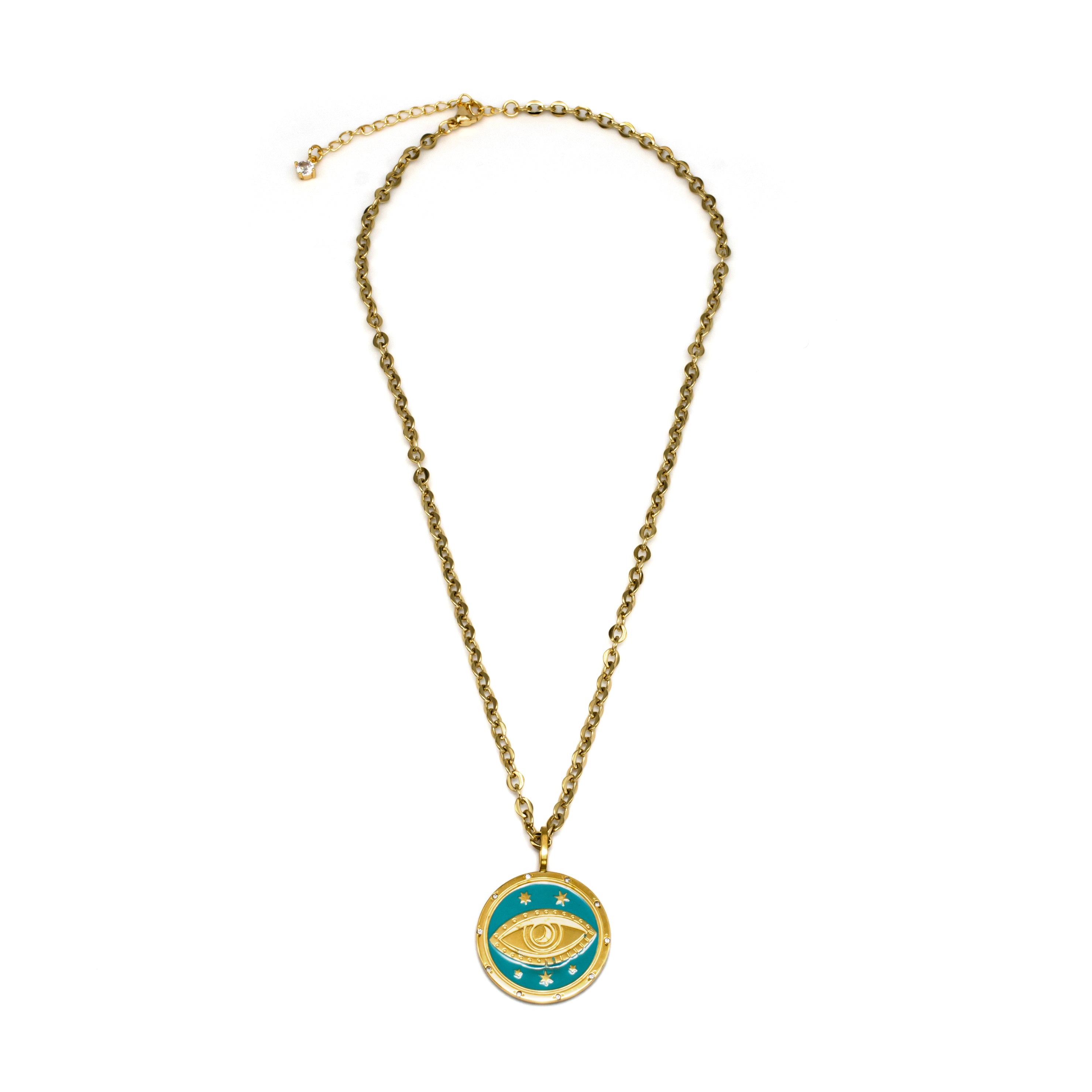 Big Gold Coin Evil Eye Necklace ✦ NC-SJ0323