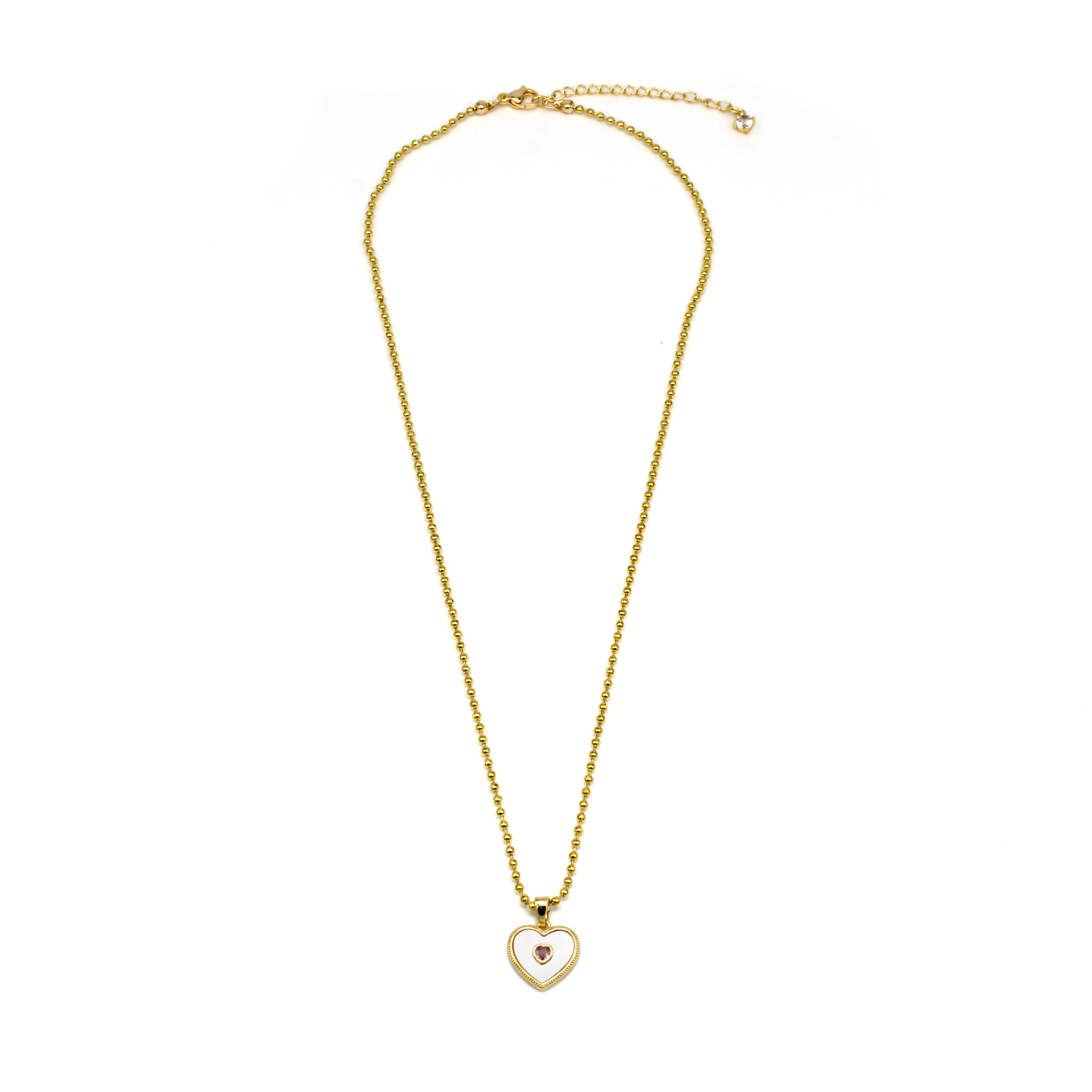 Dainty Gold Pearl Heart Necklace NC-SJ0326