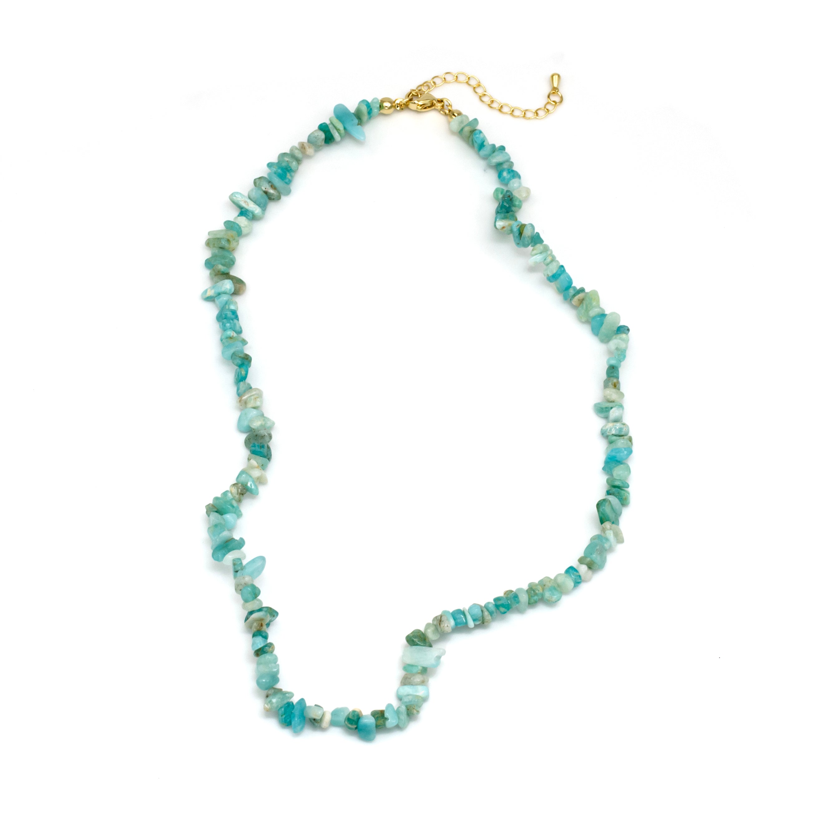 Amazonite Beaded Chip Heart Necklace NC-SJ0331