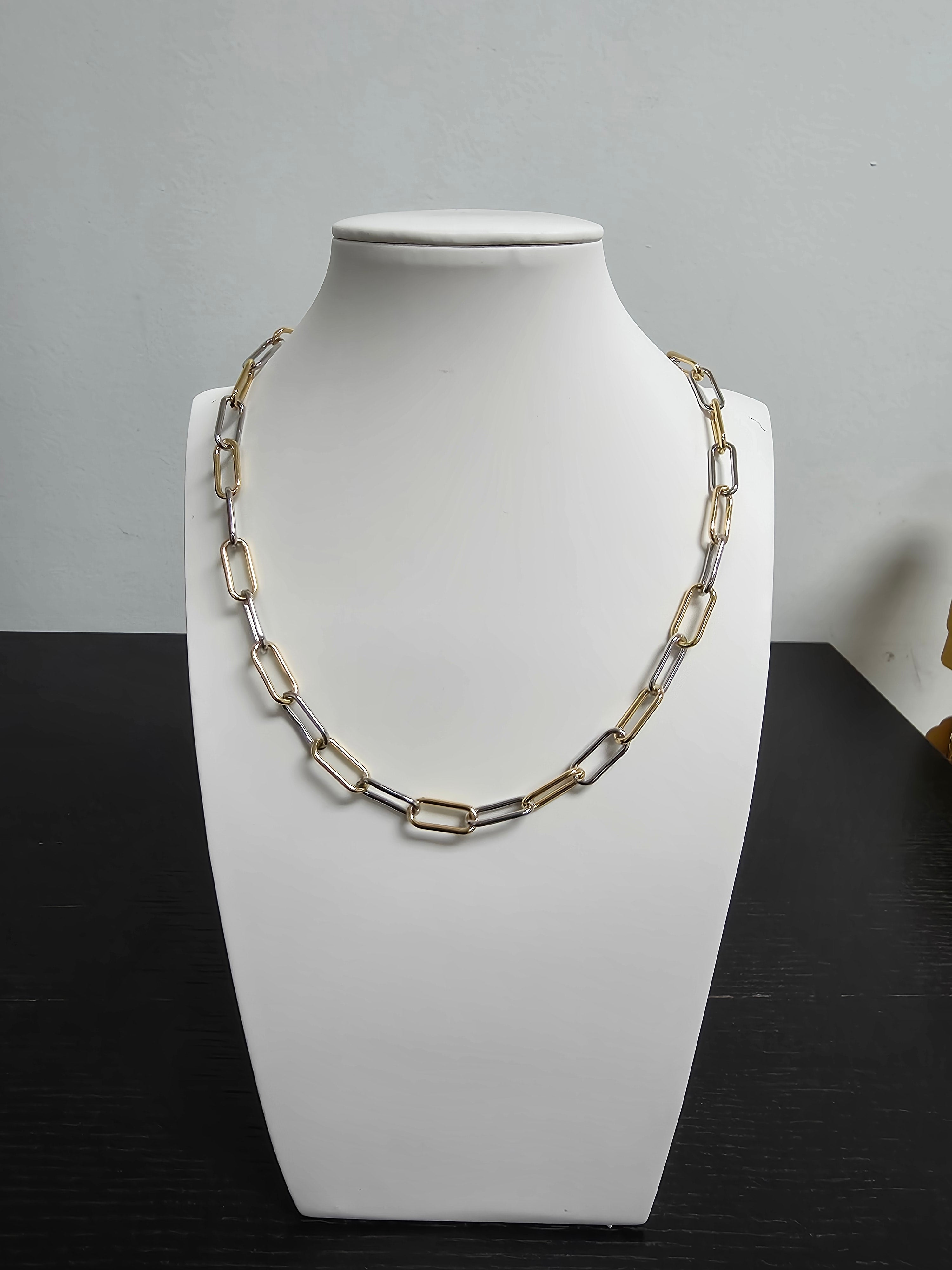 Mix Metal Gold Chain Paper Clip Necklace 18 inch CDESIGN-00377