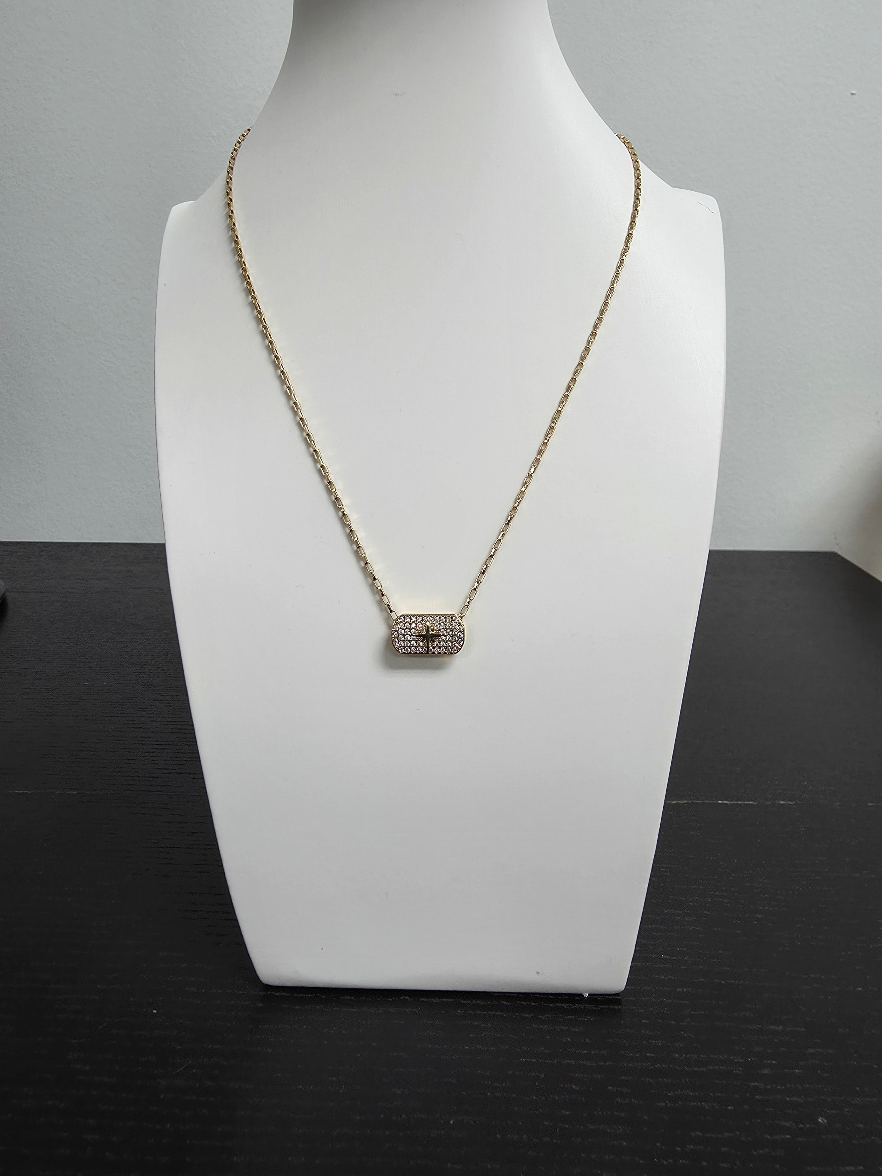 Box Gold Chain Necklace 18 inch with CZ Star Charm CDESIGN-00382