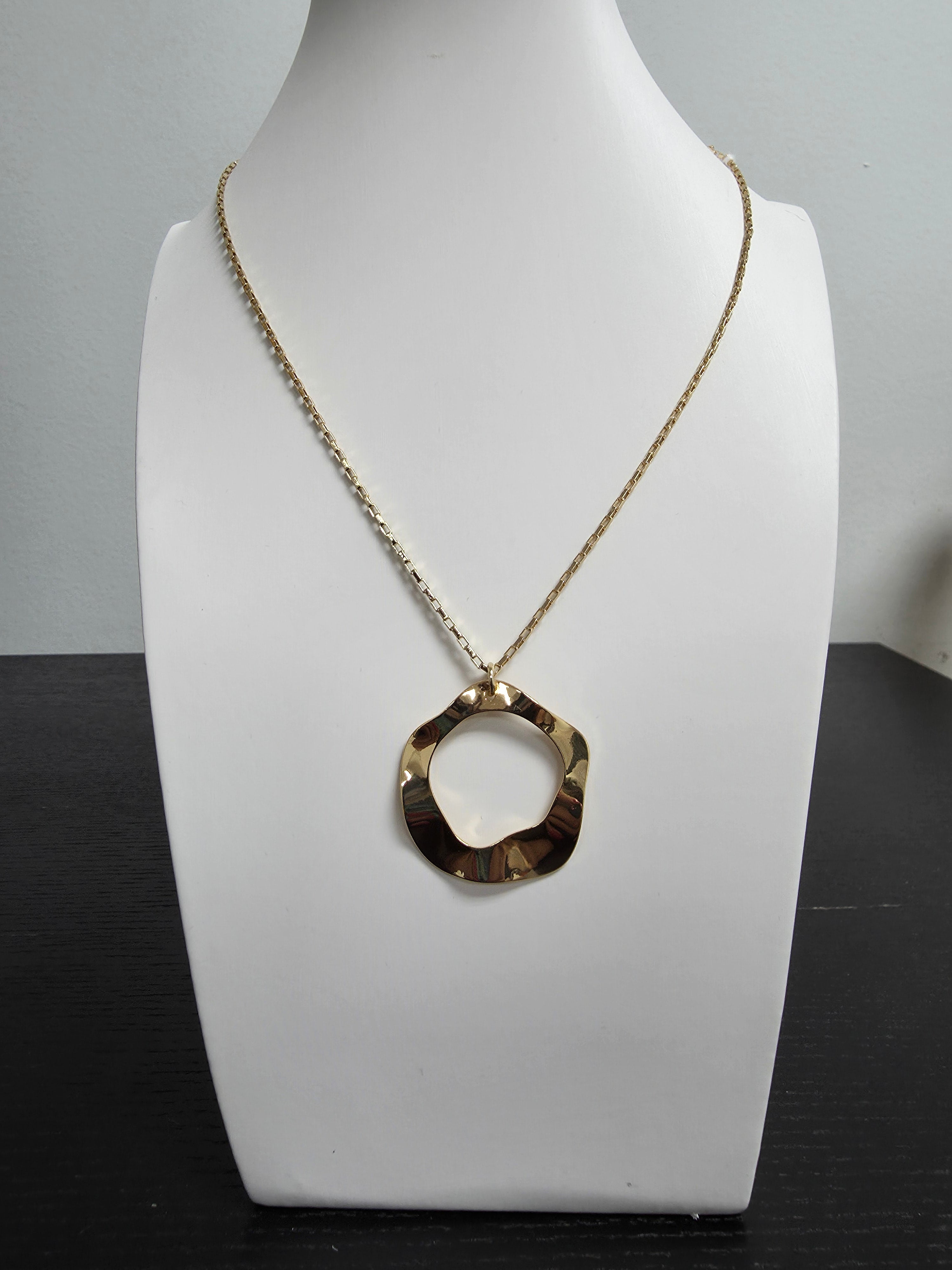 Dainty Box Gold Chain Necklace with Abstract Charm 18 inch CDESIGN-00392