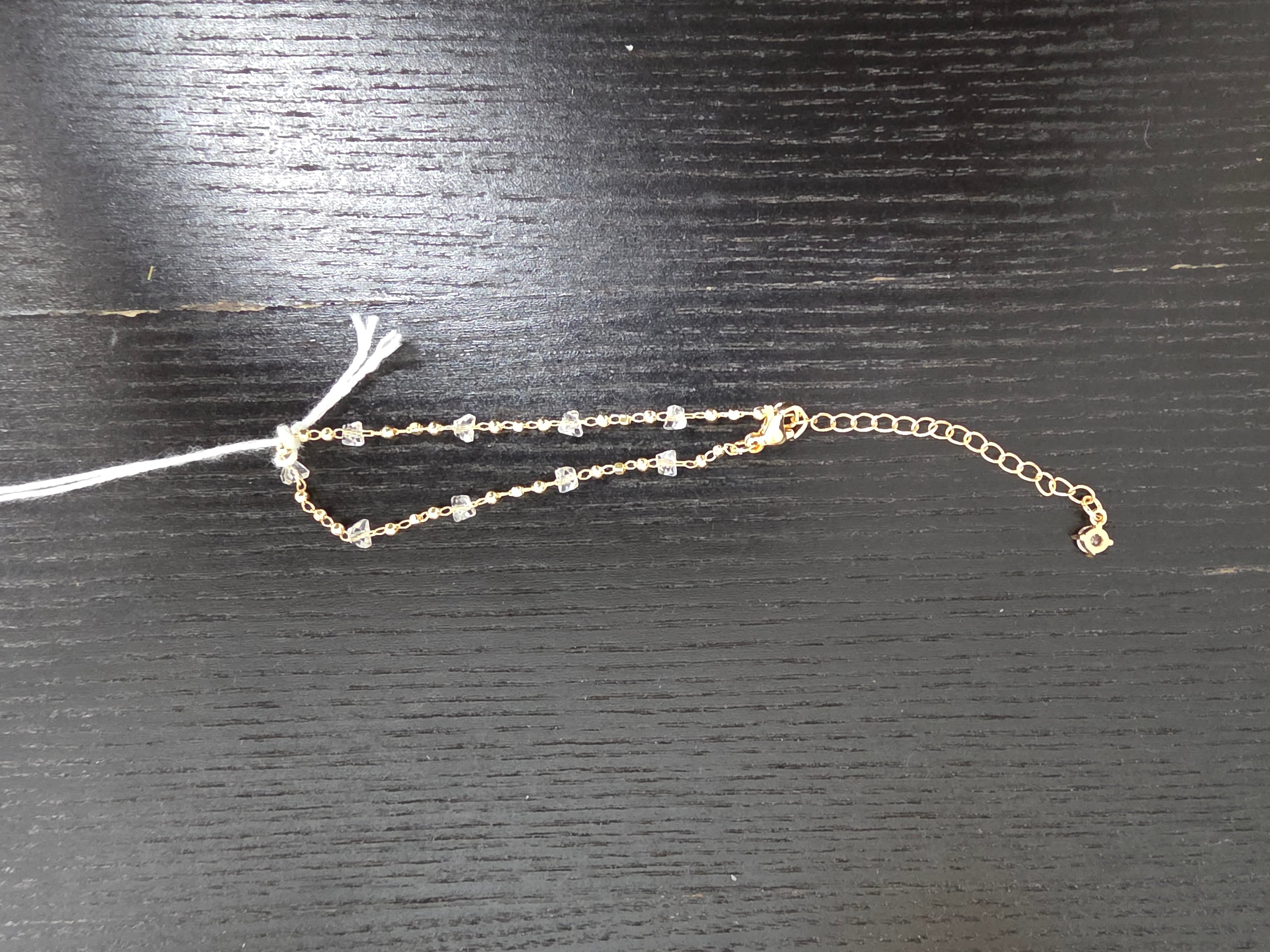 Clear CZ Beaded Gold Chain Bracelet 6 inch long CDESIGN-00419