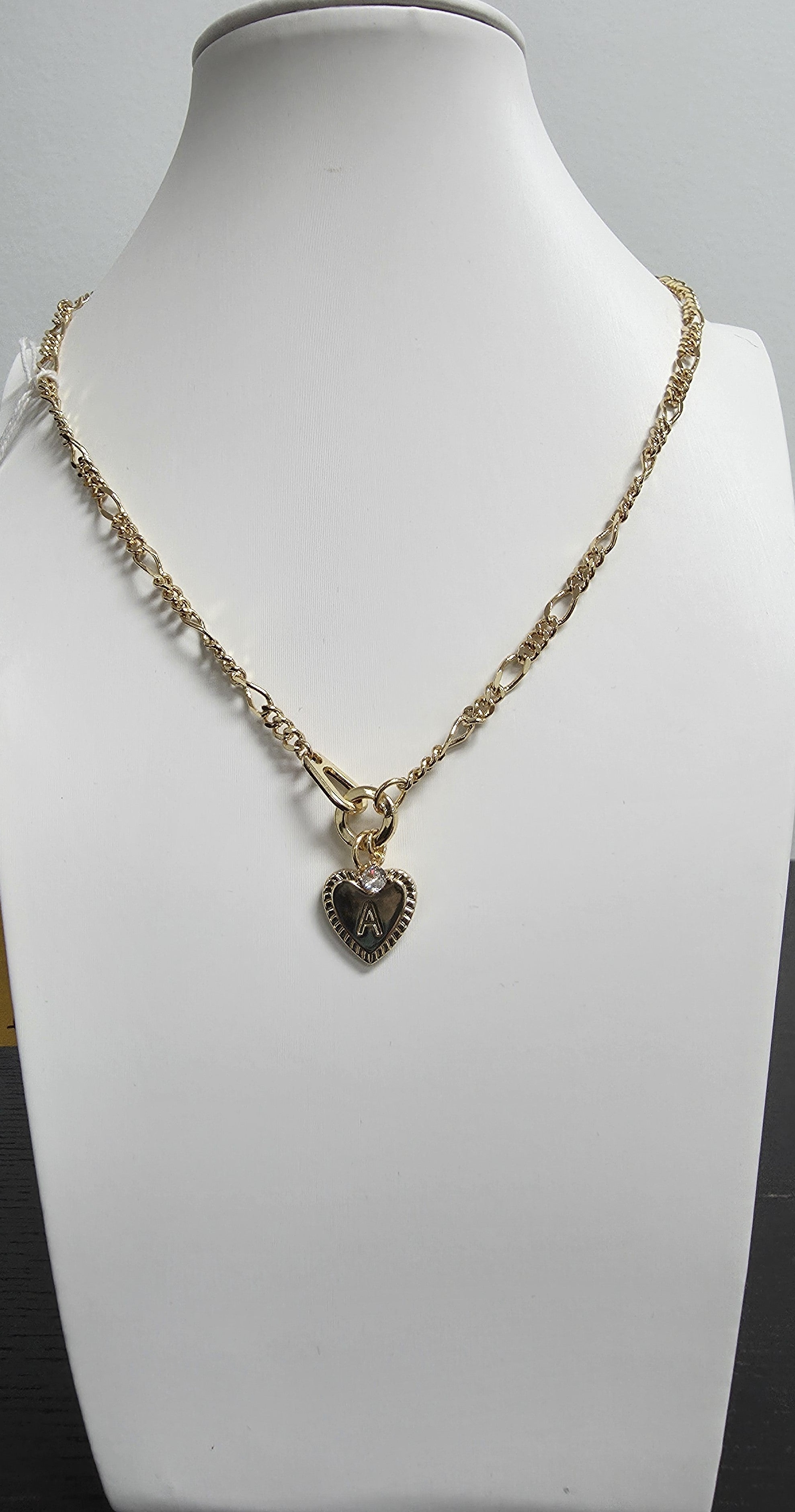 Gold Figaro Necklace 18 inch with Initial Pendant CDESIGN-00430