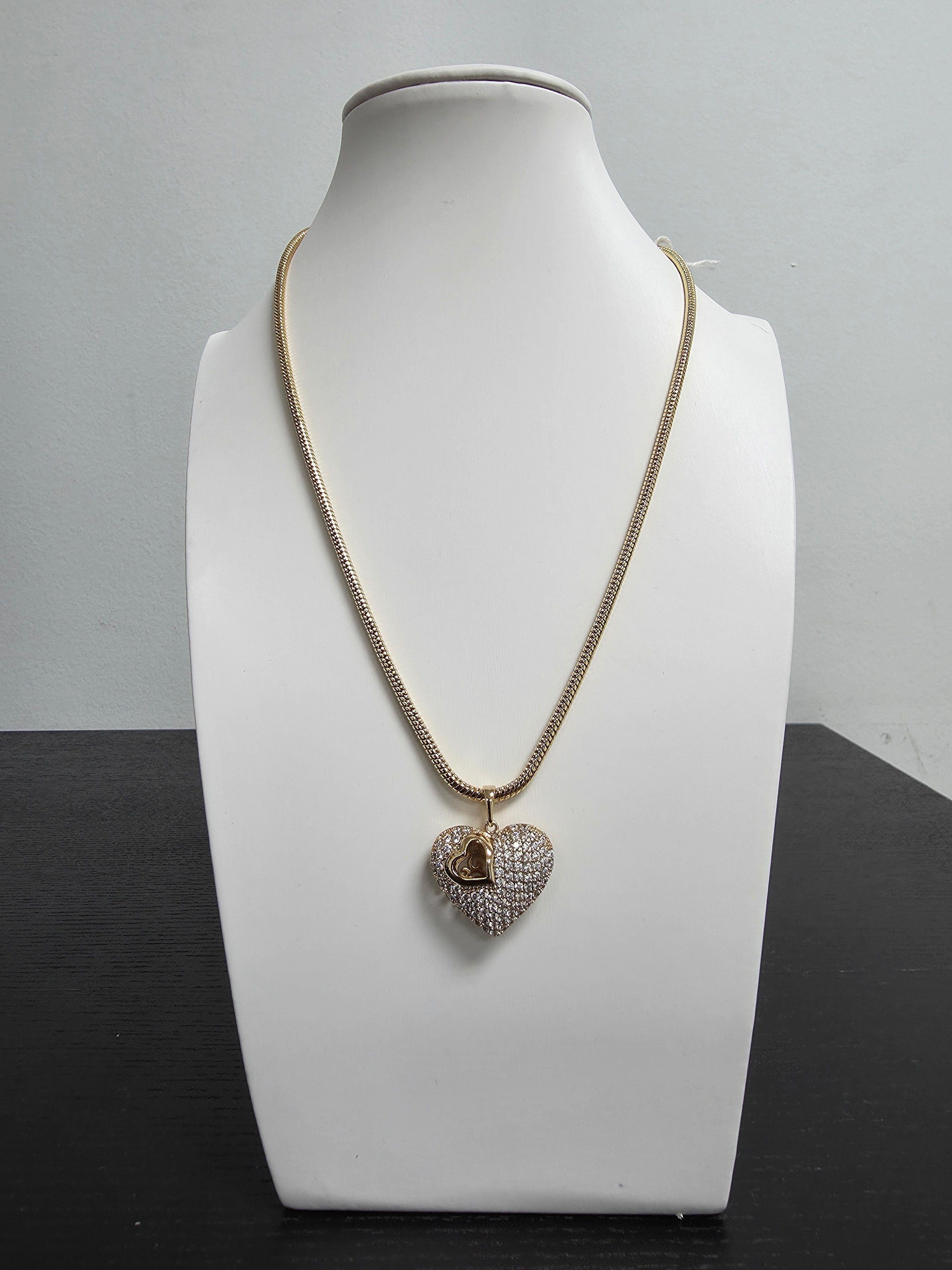 Dainty Gold Cocoon Necklace 18.5 inch with Heart CDESIGN-00433