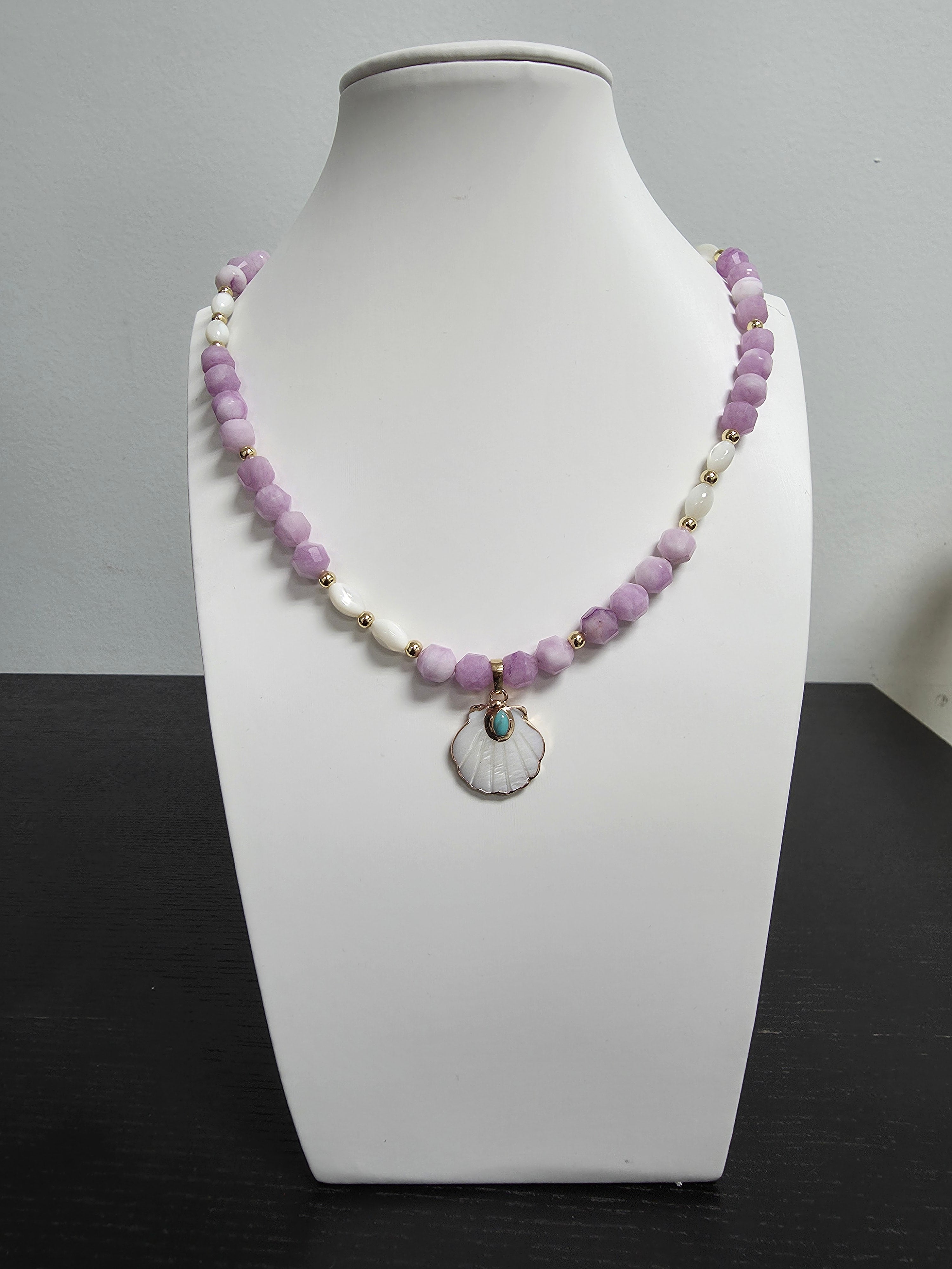 Purple Amethyst Beaded Necklace 17 inch with Charm CDESIGN-00446