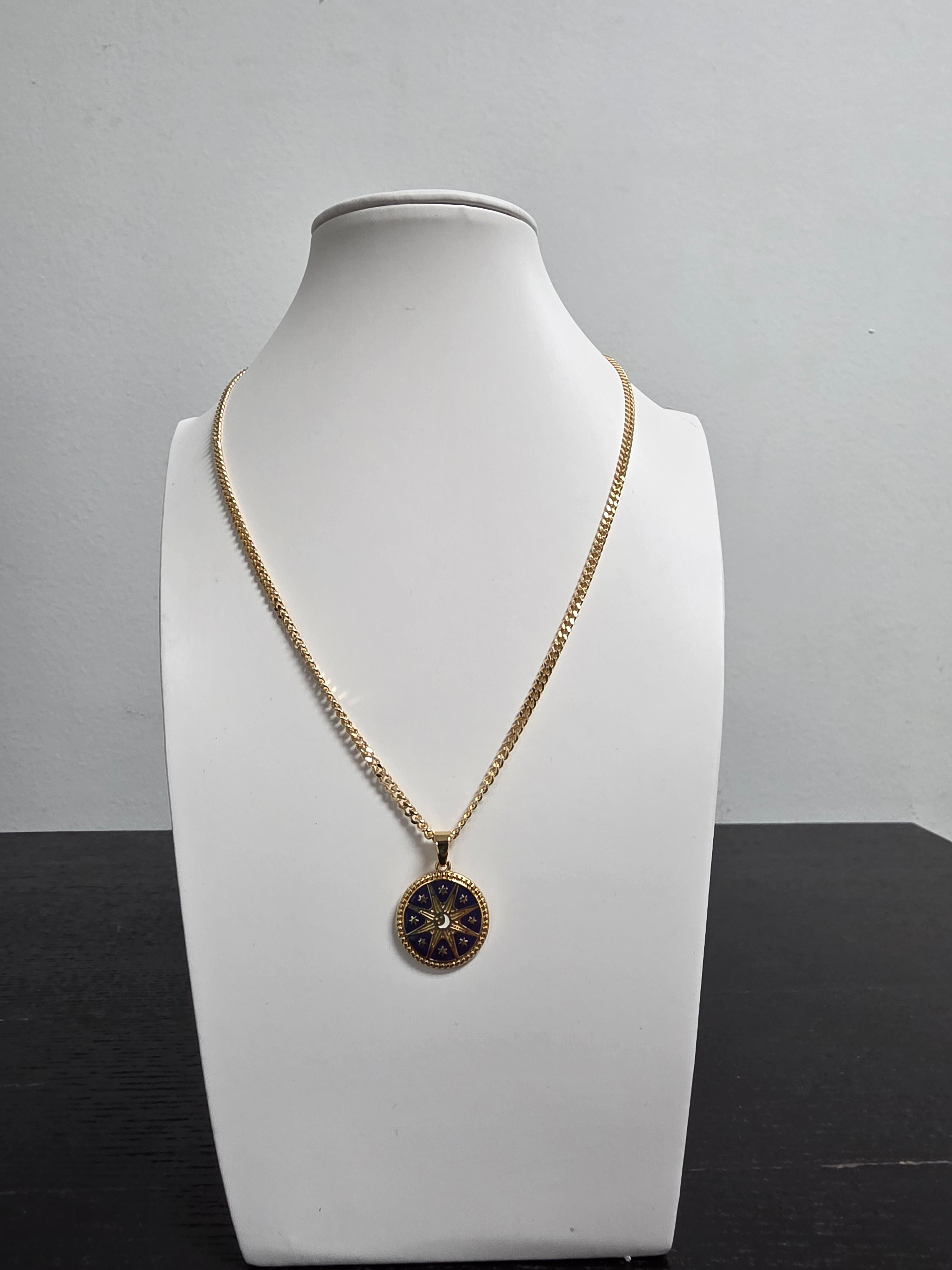 Curb Chain Celestial Sun Charm 18 Inch Necklace CDESIGN-00467