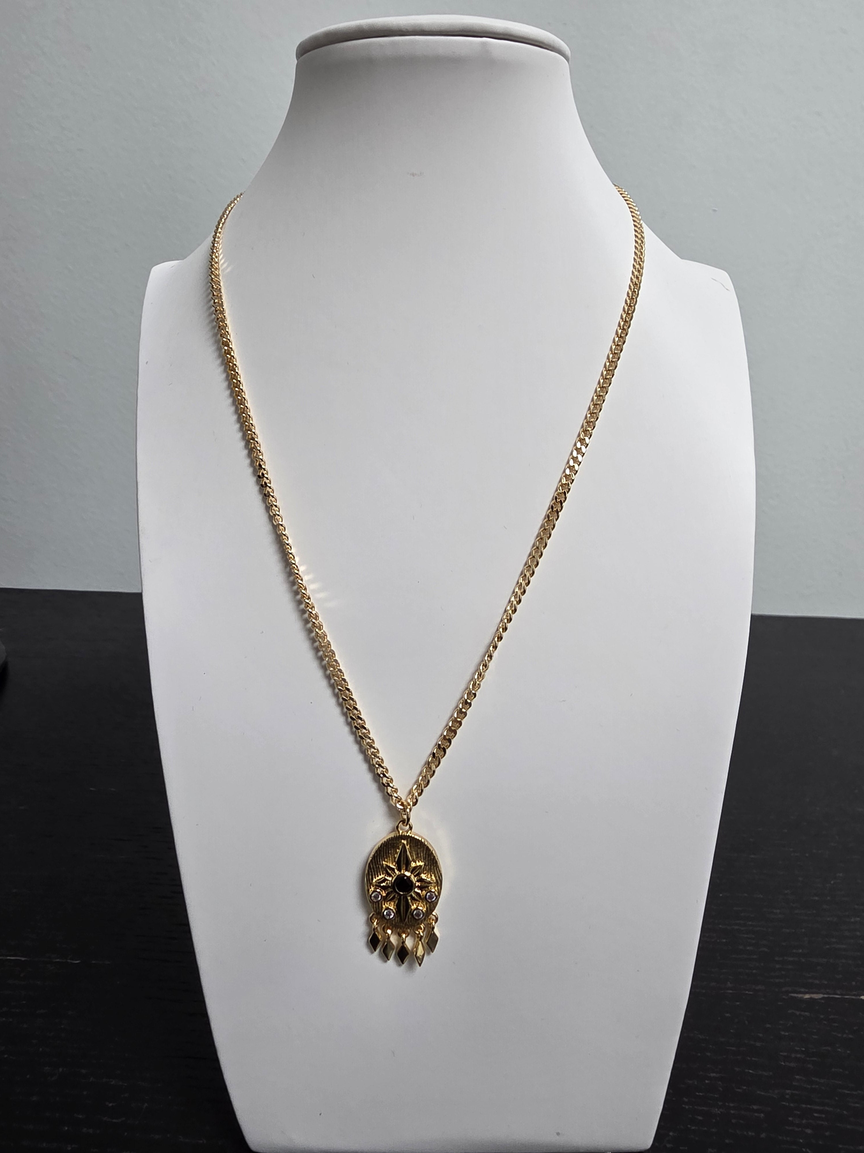 Curb Chain Bohemian Lotus Charm 18-Inch Necklace CDESIGN-00479
