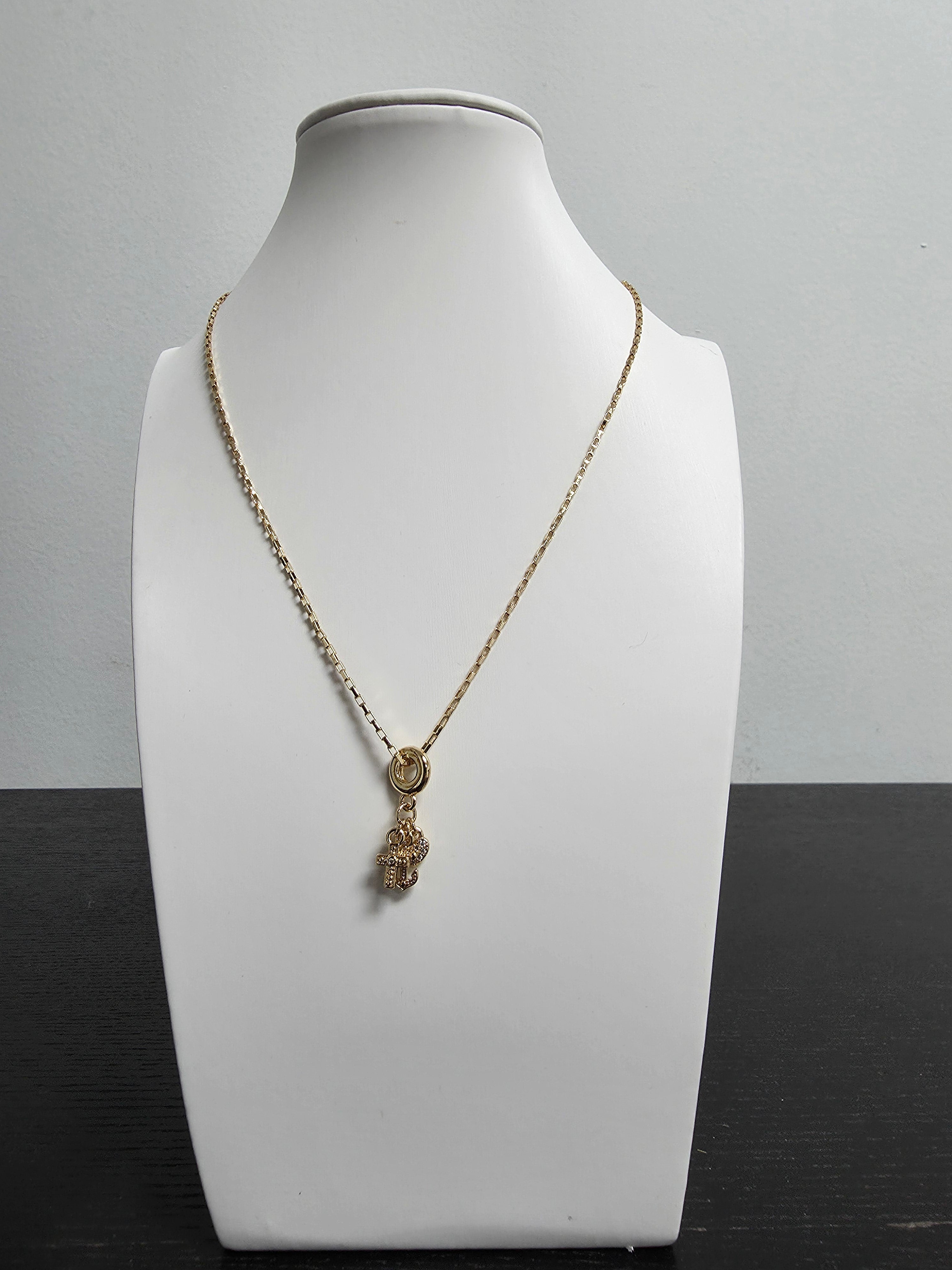 Box Paperclip Chain Heart Anchor Cross Triple Drop Charm 18-Inch Necklace CDESIGN-00487