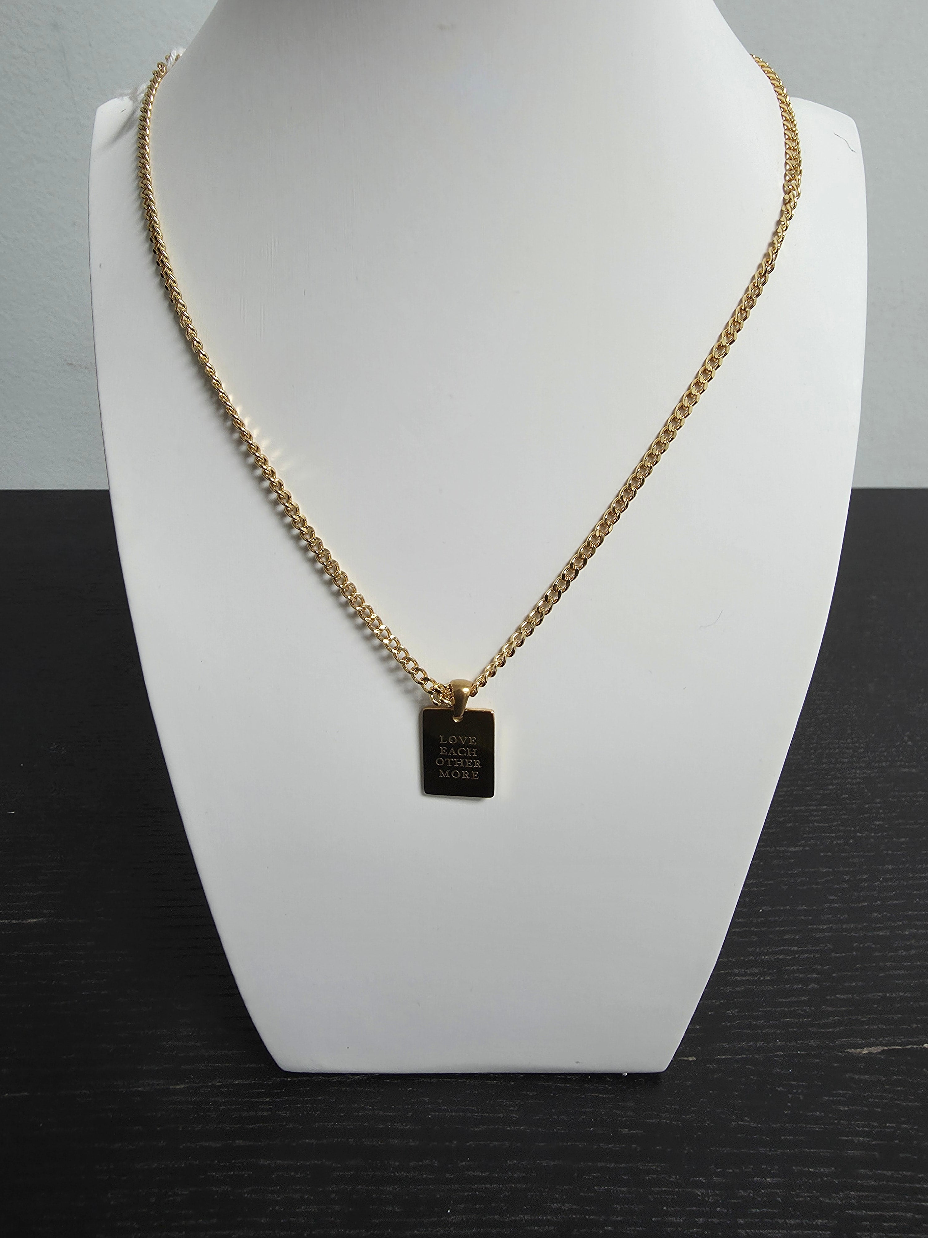 Curb Chain Love Each Other More Pendant 18-Inch Necklace CDESIGN-00502