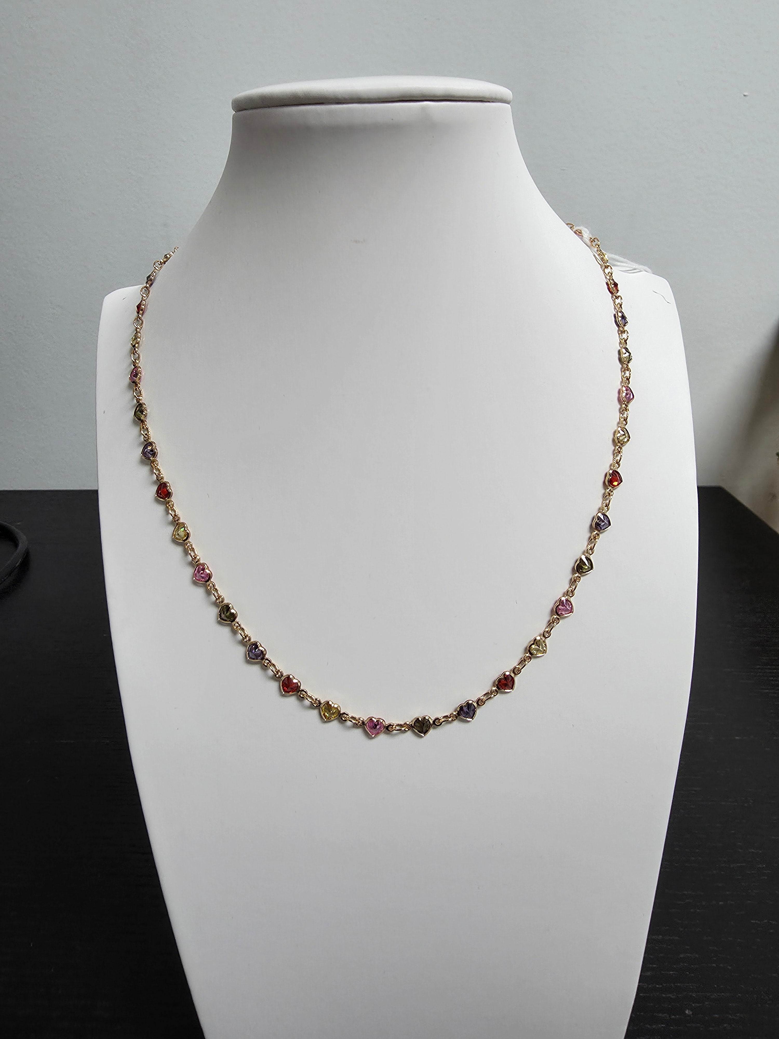 Multicolor CZ Multifaceted Heart 18-Inch Necklace CDESIGN-00505