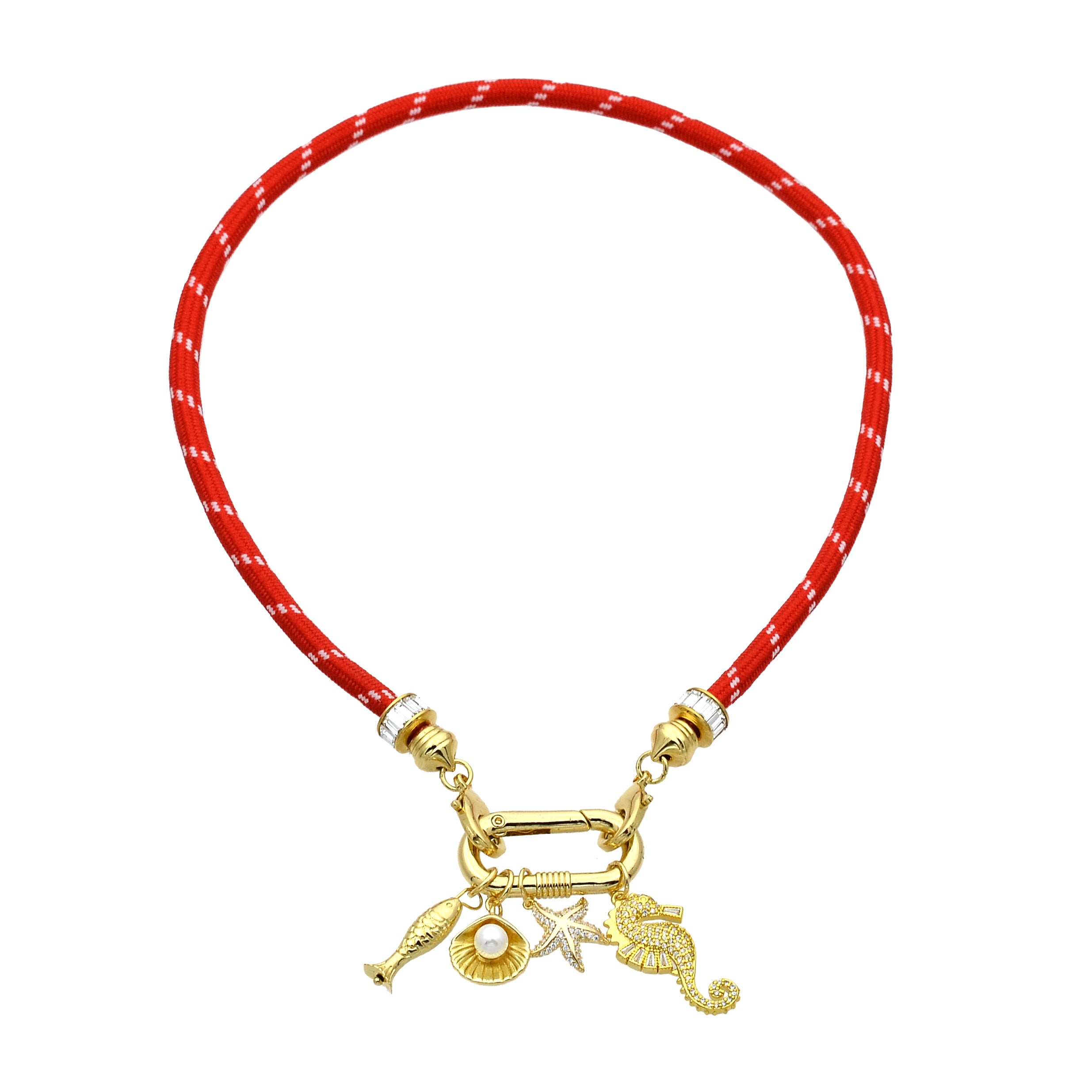 Red Cord Necklace with Beach Fish Charm Inspired CDESIGN-00372