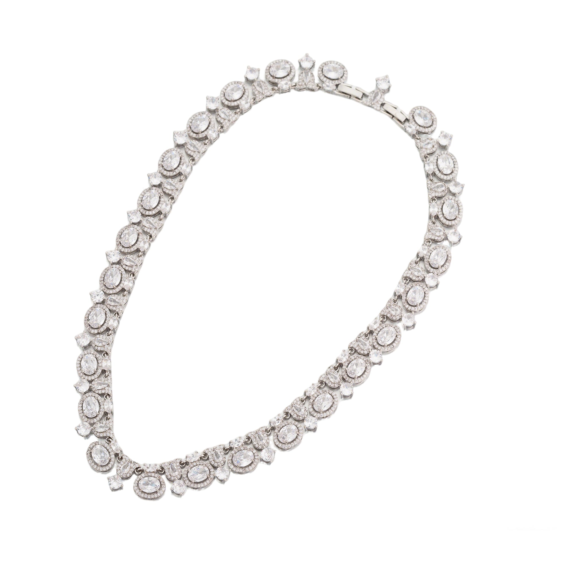 Statement Silver Clear Cubic Zirconia Necklace for Party Necklace ✦ CN-0086 DISCOUNTINUED