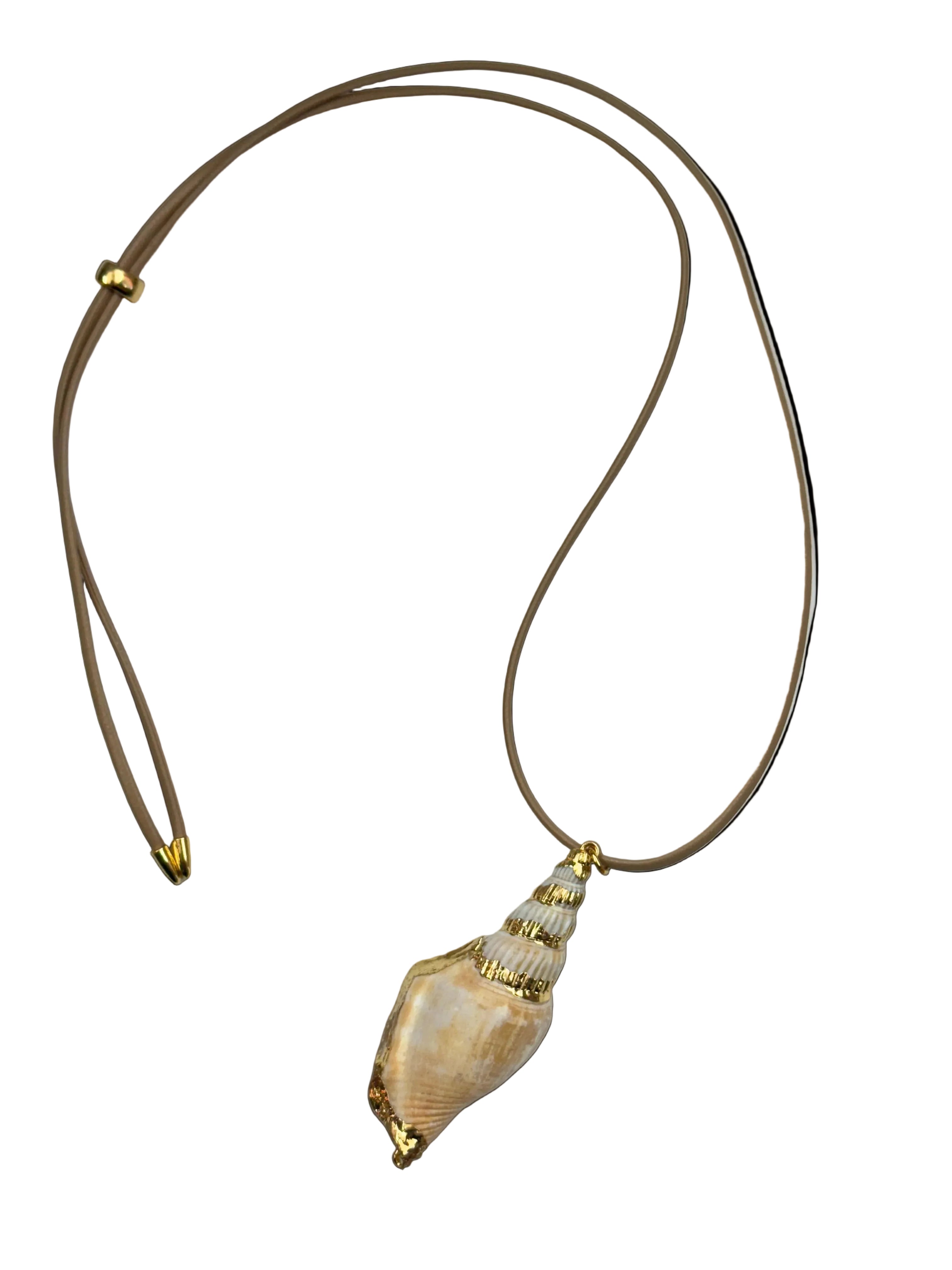 Beige Adjustable Cord W. Shell Necklace NC-SJ2048