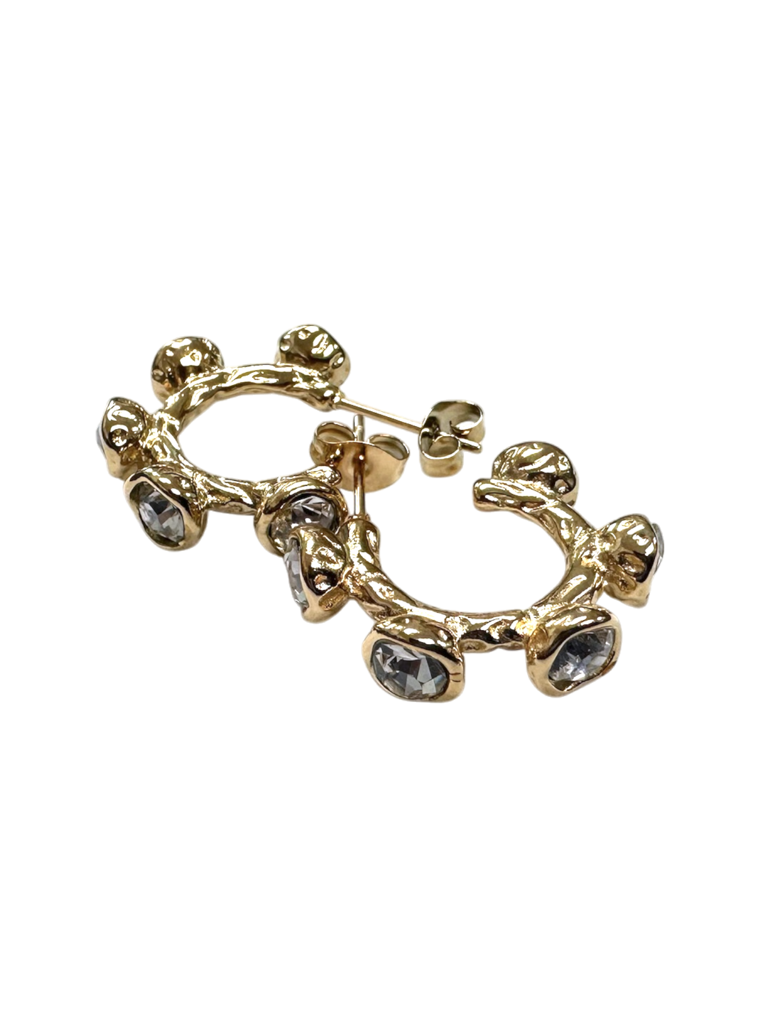 C-Shape Hoop W. Diamonds Earring EA-0370 EA-0371