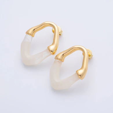 Gold Chic Resin Oval Stud Earrings ✦ EA-21AD1580 - EA-21AD1583