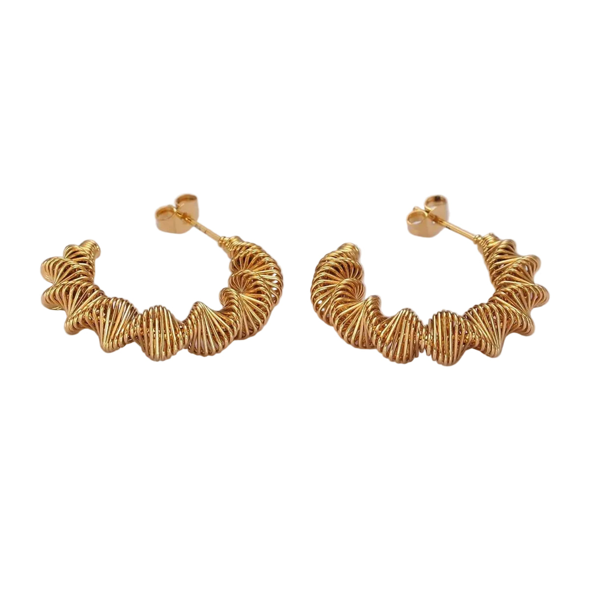 Stainless Steel Spiral Ribbed Hoops Posts ✦ EA-21AE333