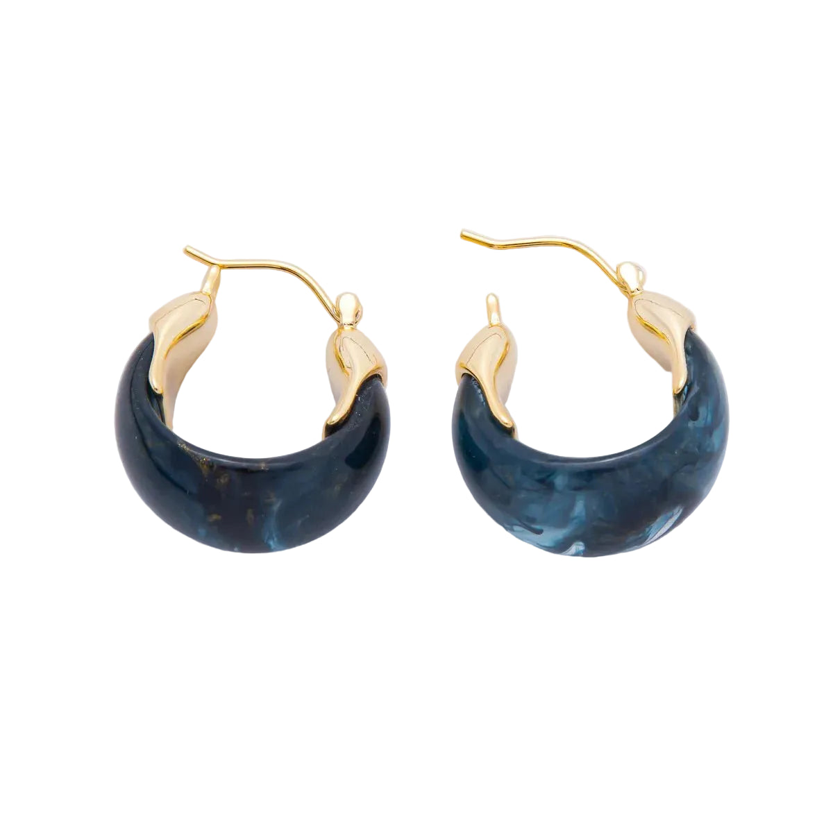 Molten Gold Resin Tortoise Latch Huggie Hoops EA-21AJ261 - EA-21AJ264