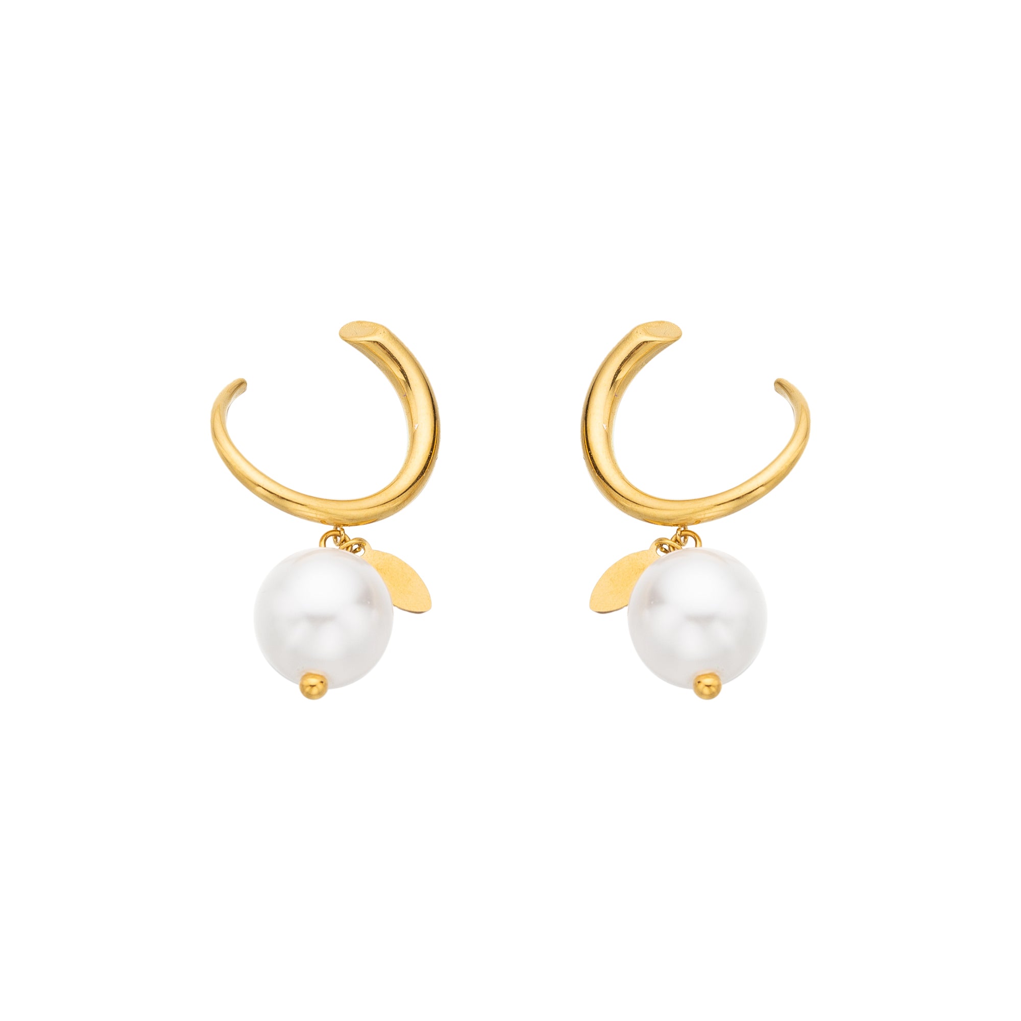 Gold Classic or Silver Stainless Steel Pearl Dainty Dangling EA-0009 EA-0010