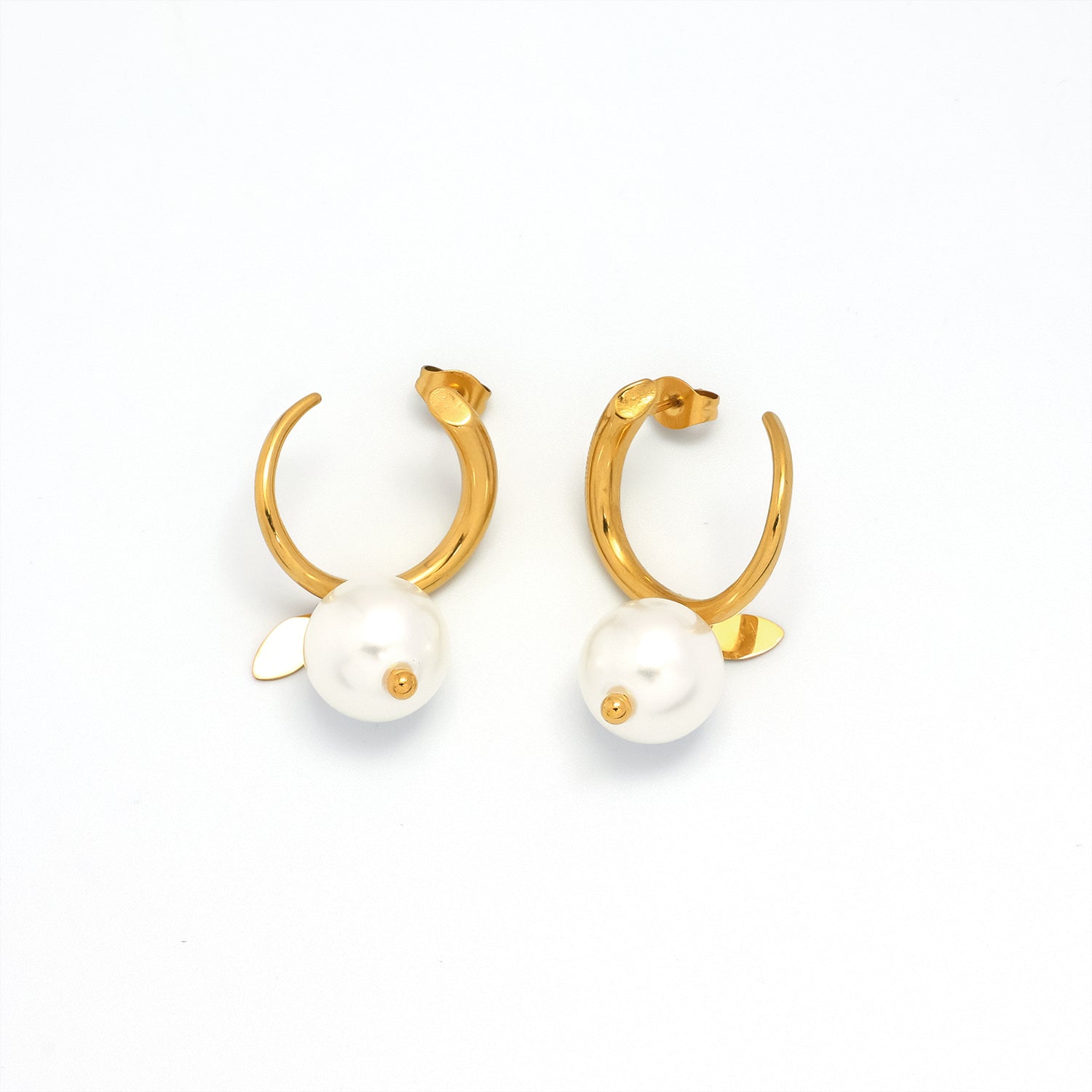 Gold Classic or Silver Stainless Steel Pearl Dainty Dangling EA-0009 EA-0010