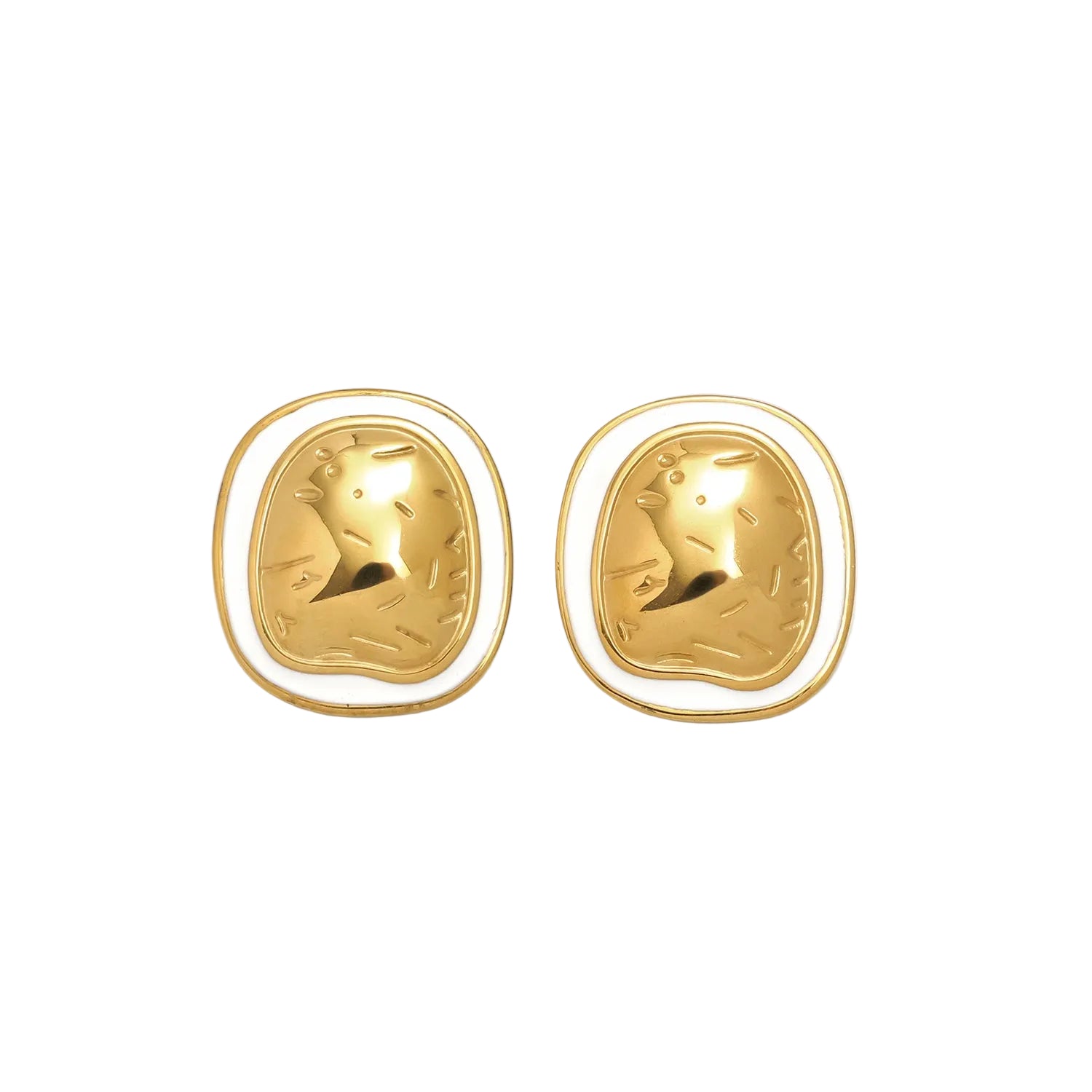 Gold Chic or Silver Stainless Steel Pearl Minimalist Studs EA-0011 EA-0012