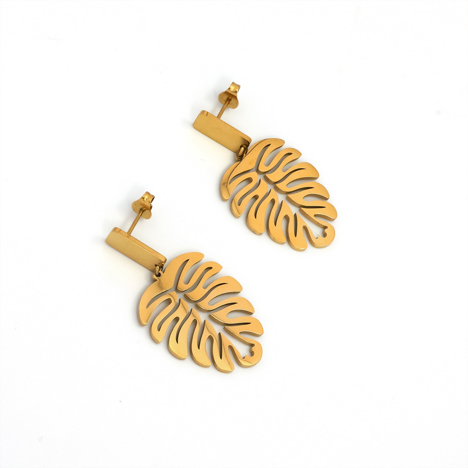 Gold Classic or Silver Stainless Steel Leaf Dangling EA-0013 EA-0014