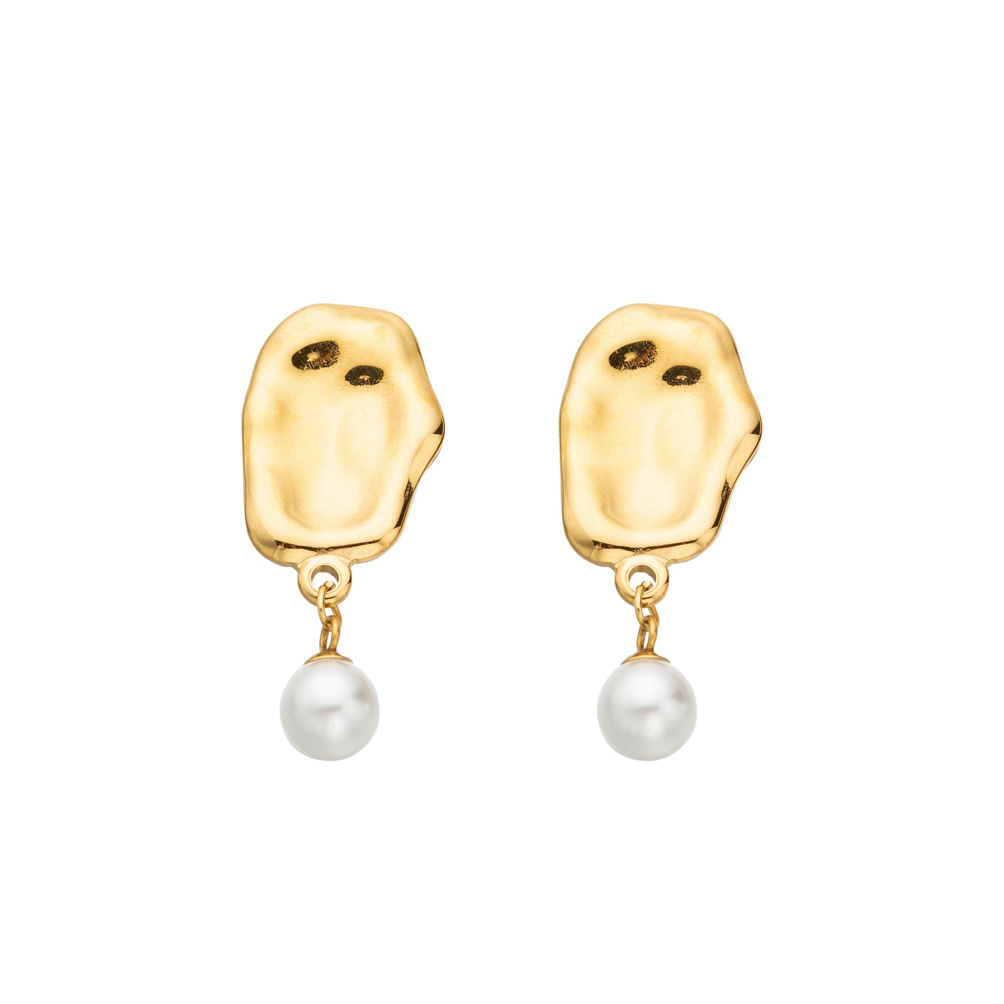 Gold Minimalist or Silver Stainless Steel Pearl Classic Dangling EA-0015 EA-0016